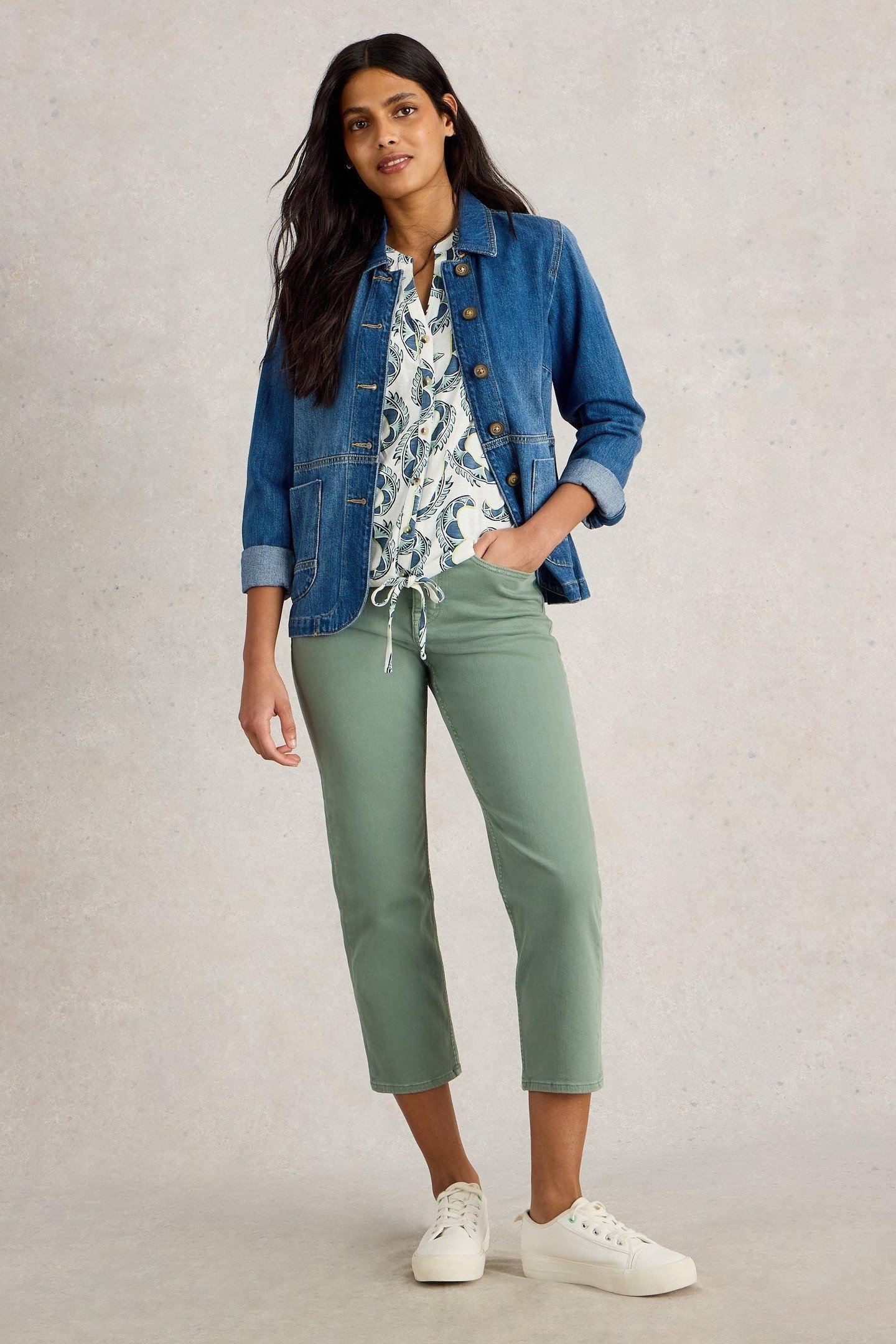 TULIP SLEEVELESS SHIRT IVORY PRINT 1