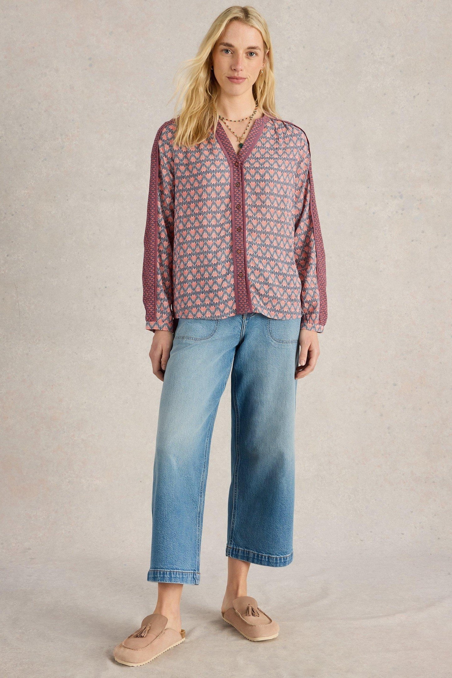 MABEL MIXED PRINT TOP NAVY MULTI 1