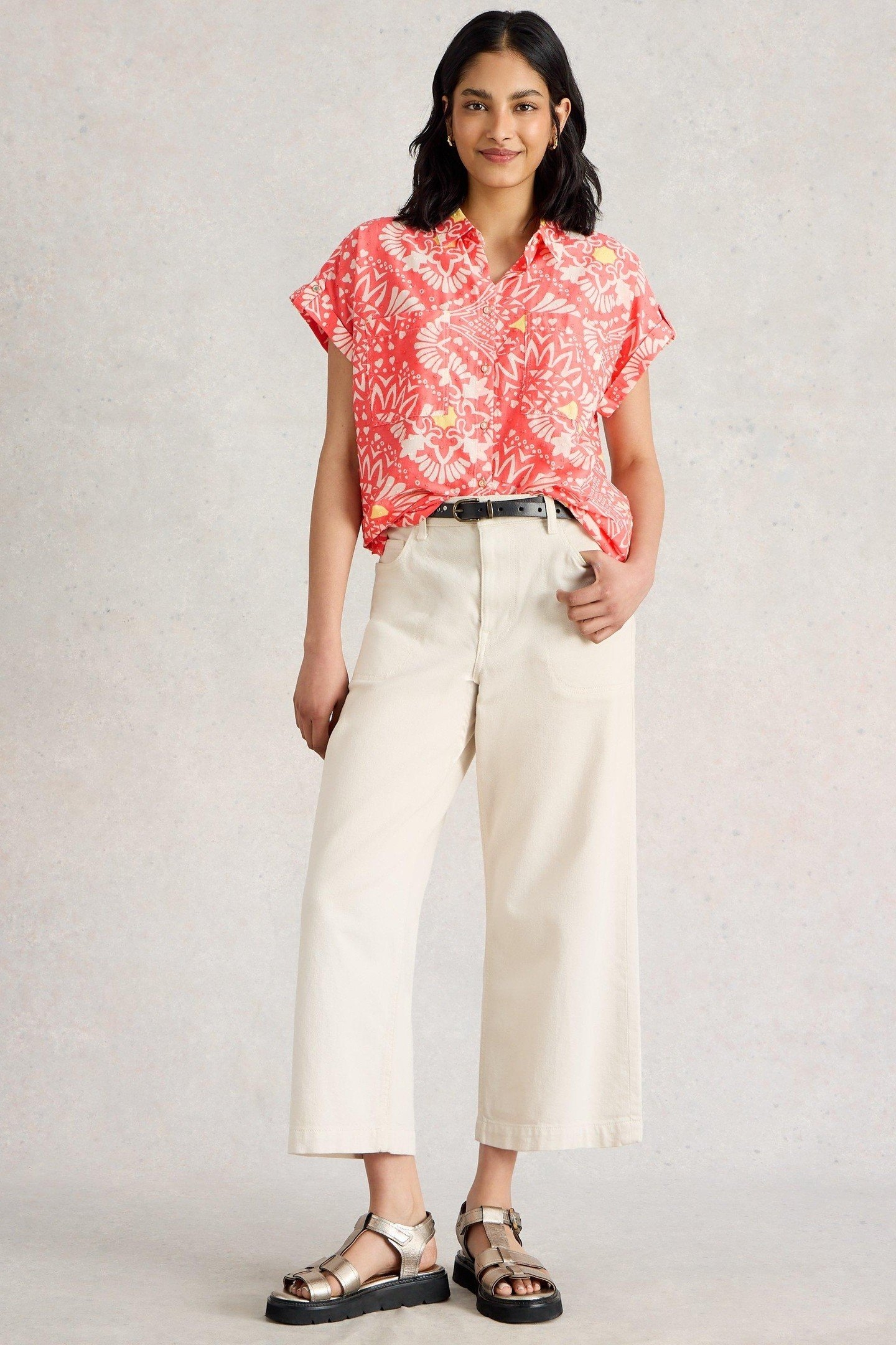 ELLIE ORGANIC COTTON SHIRT PINK PRINT 1