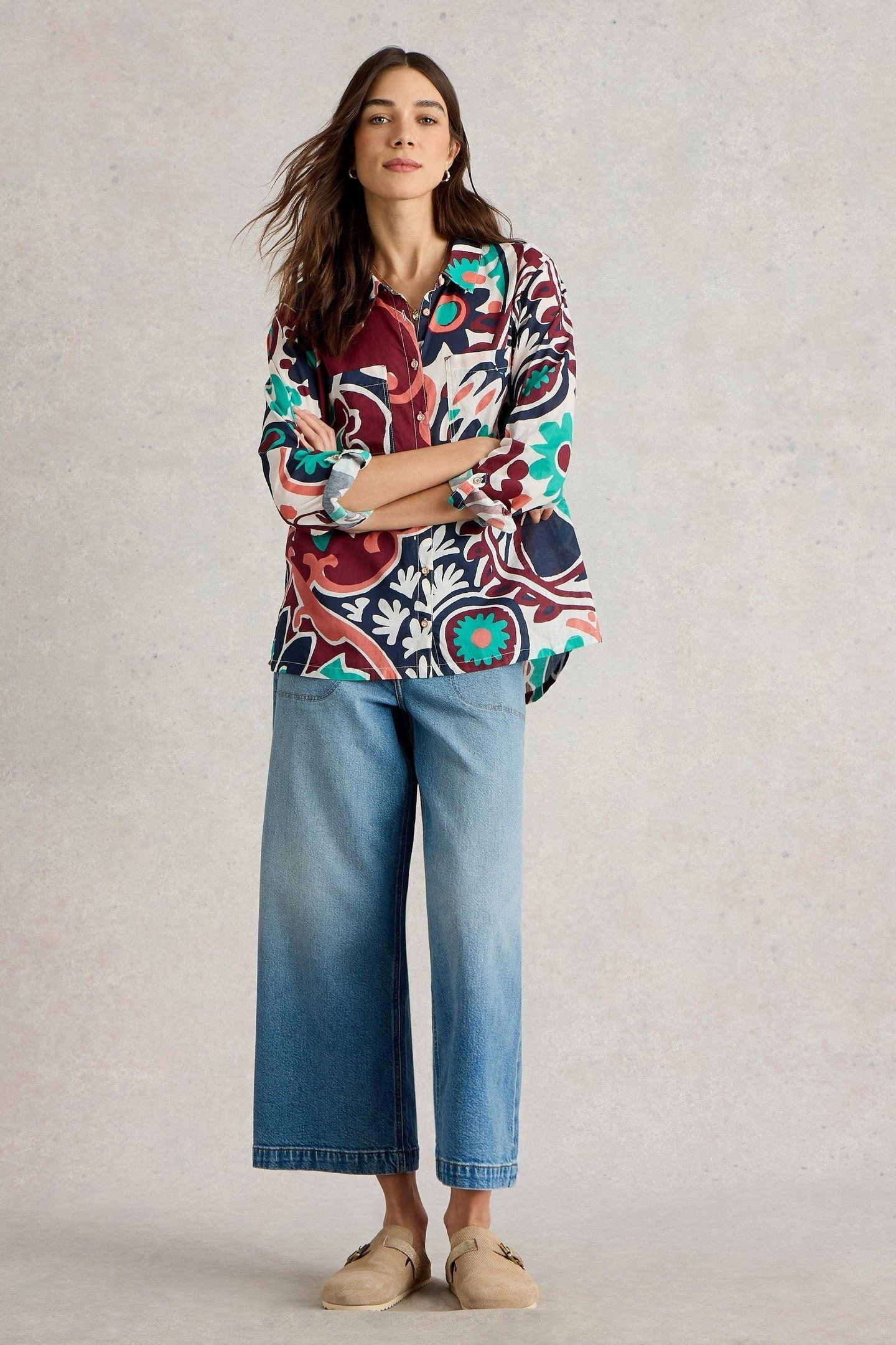 SOPHIE ORGANIC COTTON SHIRT BLACK MULTI 1