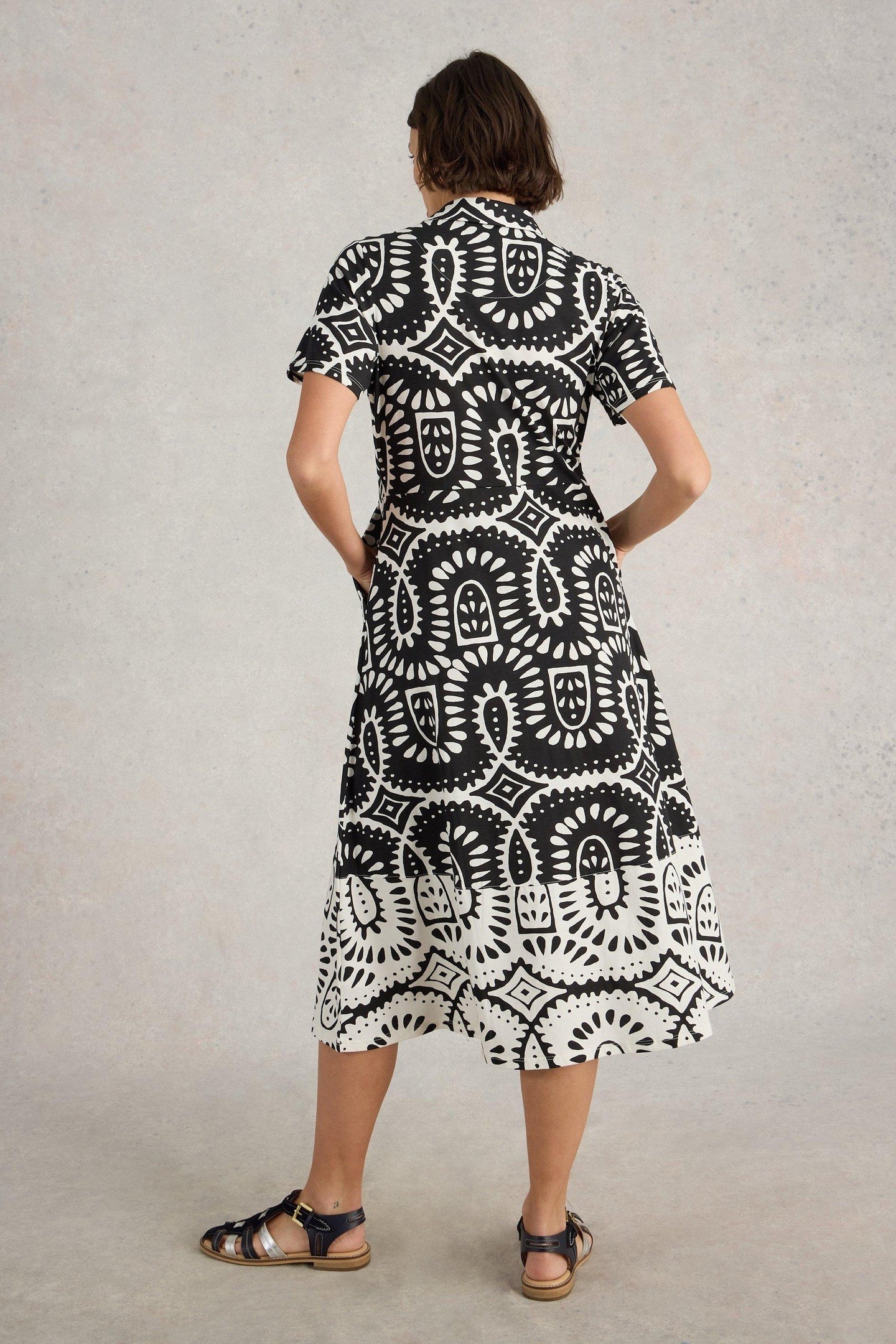 RUA JERSEY SHIRT DRESS BLACK PRINT 2