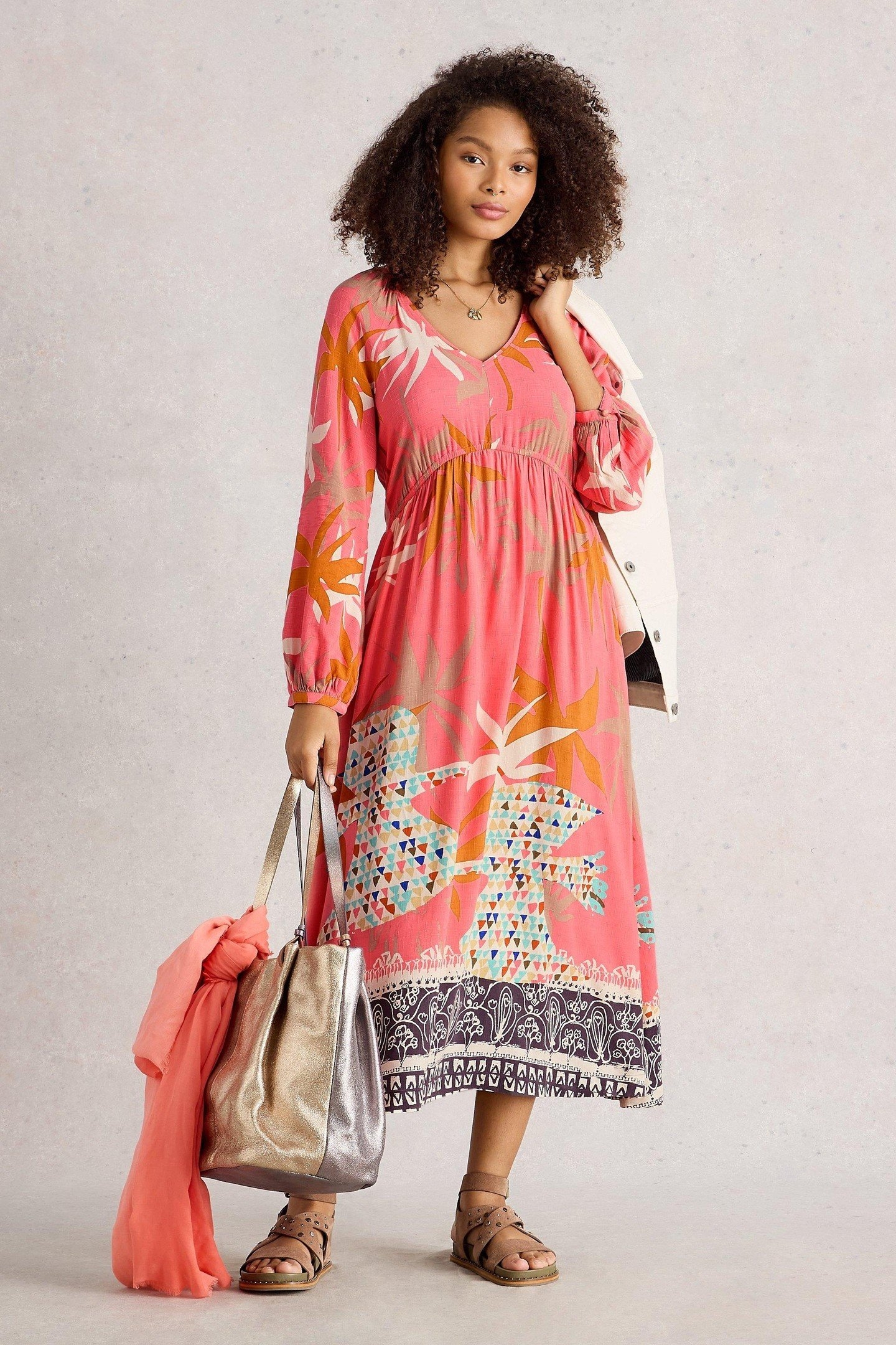 IMOGEN MIDI DRESS PINK MULTI 1