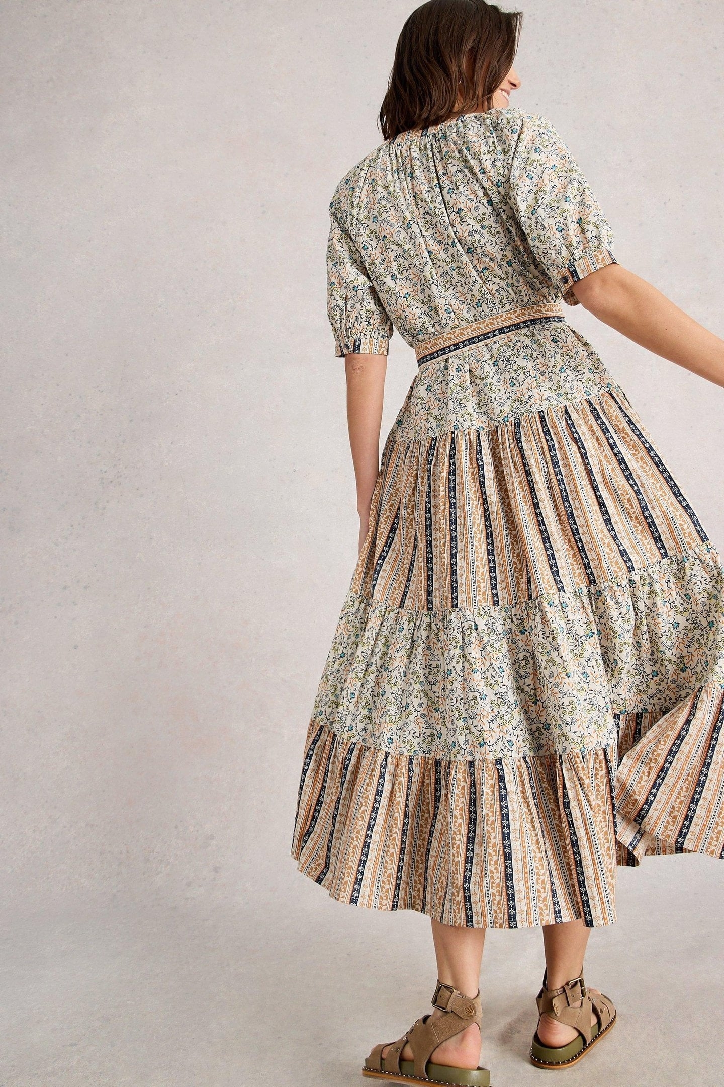 CLEMENTINE MIDI DRESS IVORY MULTI 2