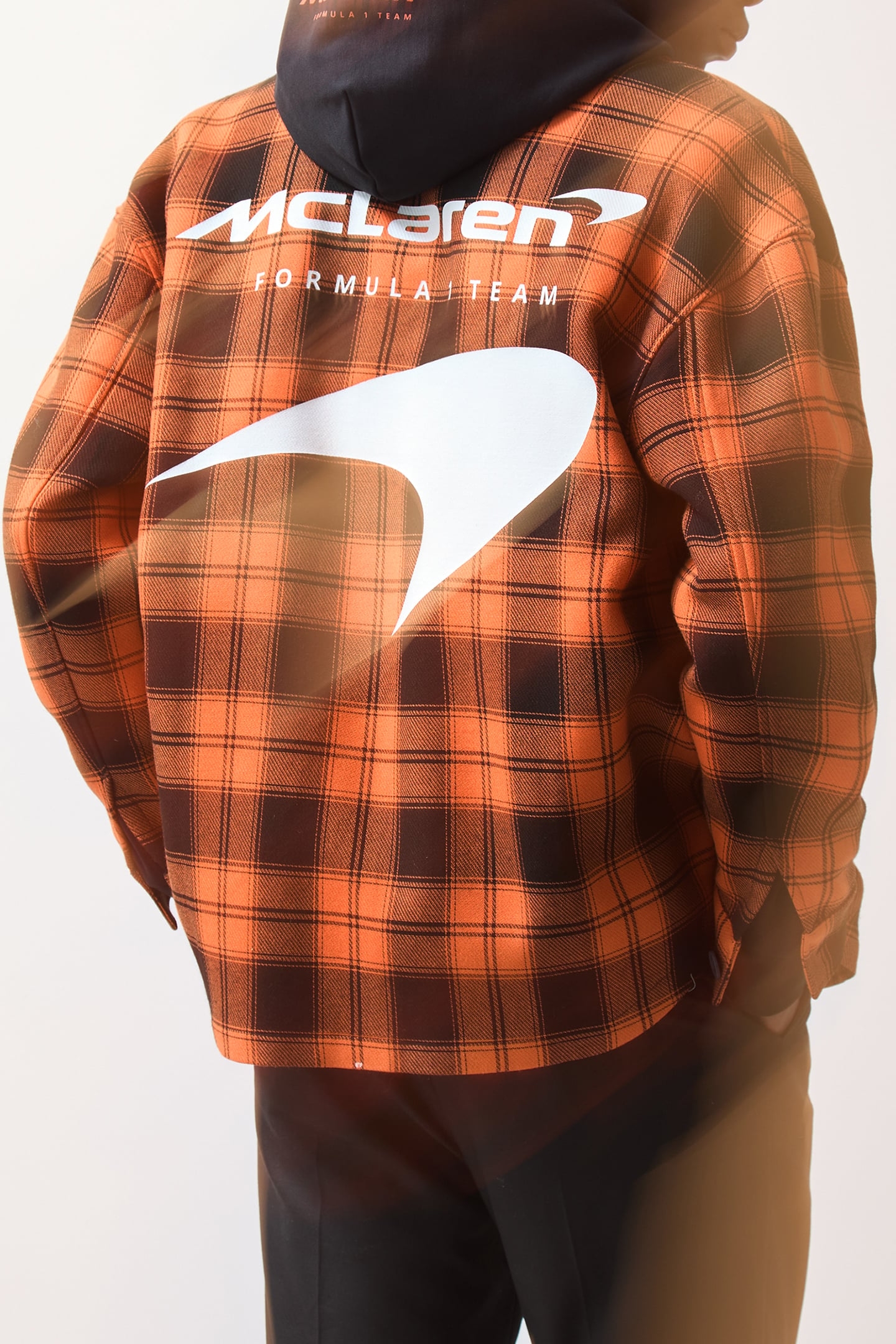 LS EMBROIDERED CHECK TWIN POCKET OVERSHIRT PAPAYA ORANGE/BLA 2