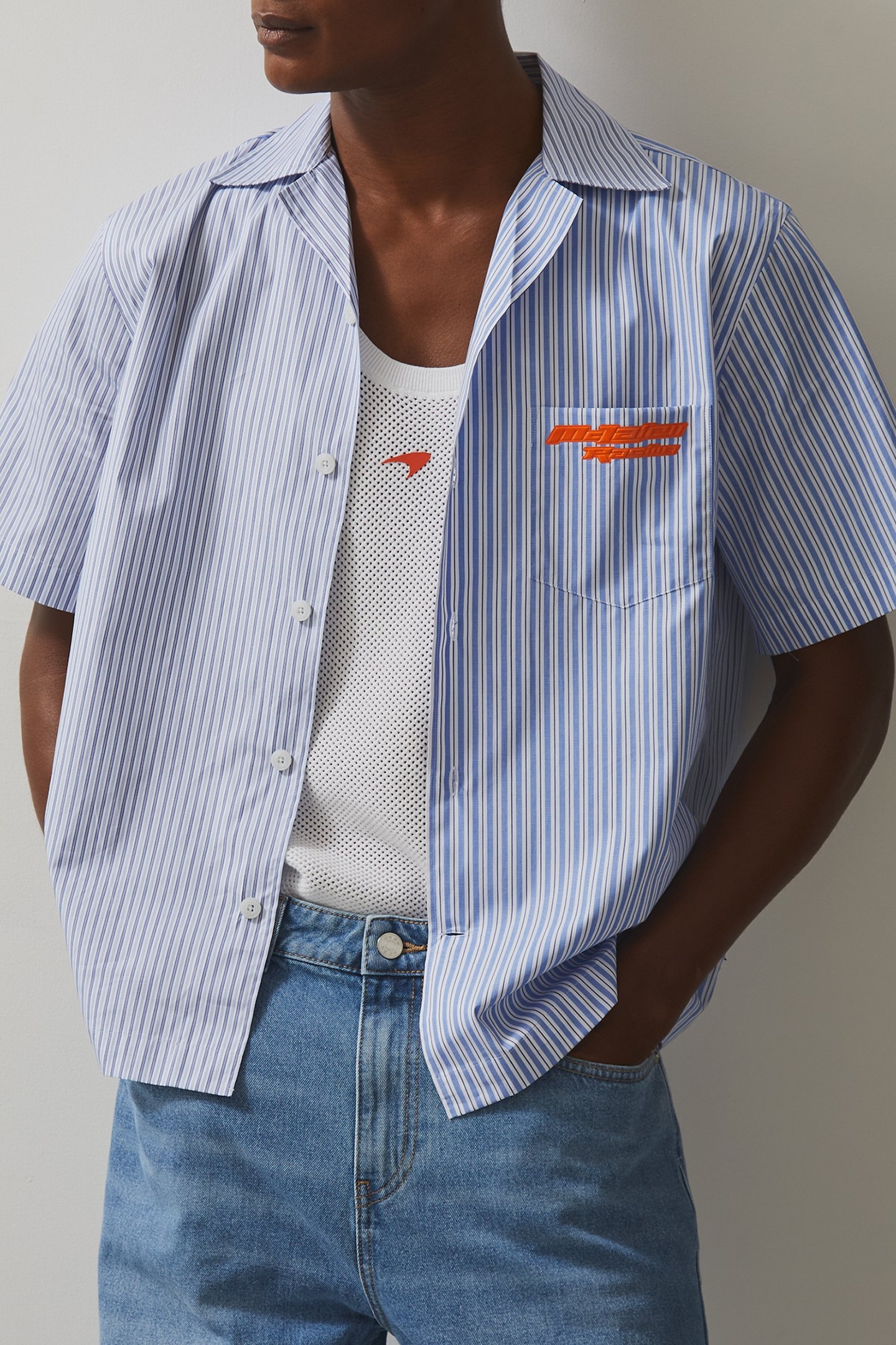 SS STRIPE POPLIN CUBAN SHIRT SOFT BLUE/WHITE 4