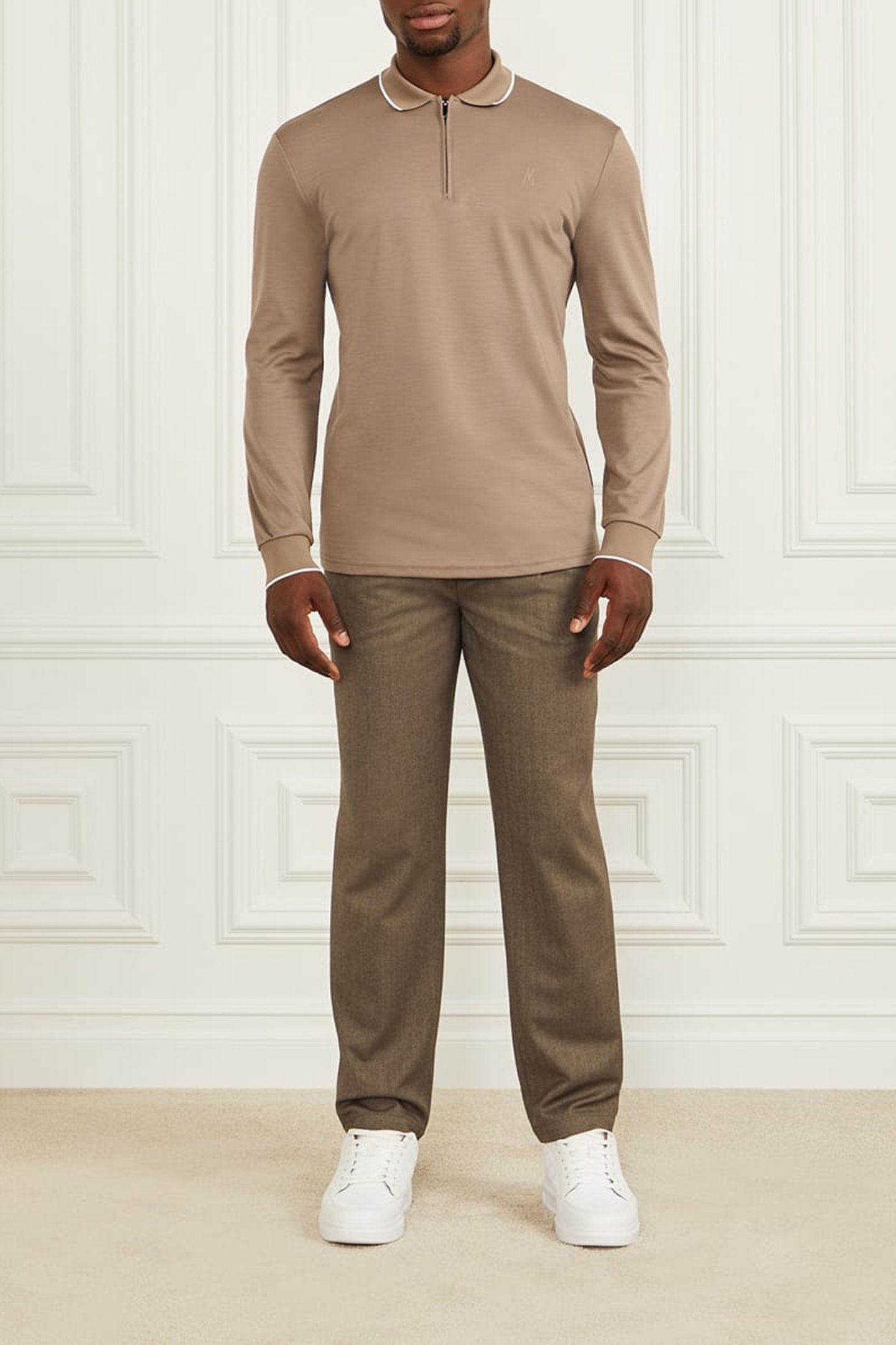 DANIEL TAPERED PANT REG FIT BROWN HERRINGBONE 2