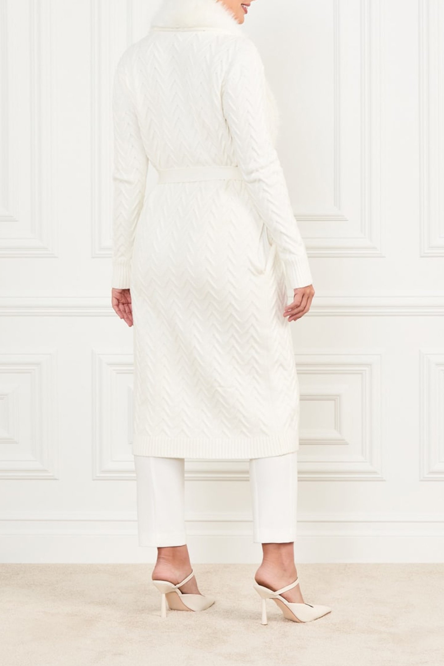 PAULA FAUX FUR LONG CARDI PALE PEARL 3