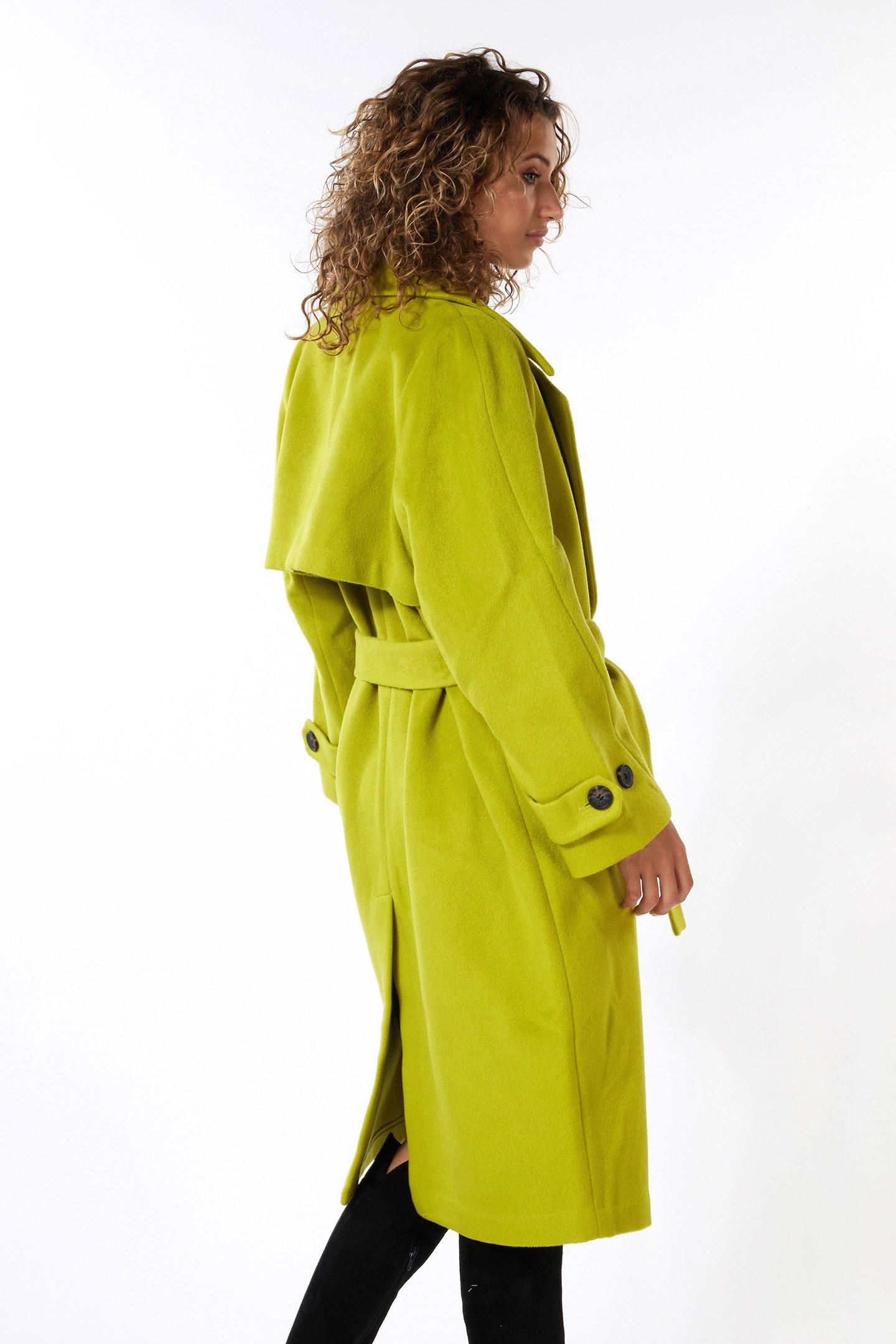 COAT LONG BELT LIME 4