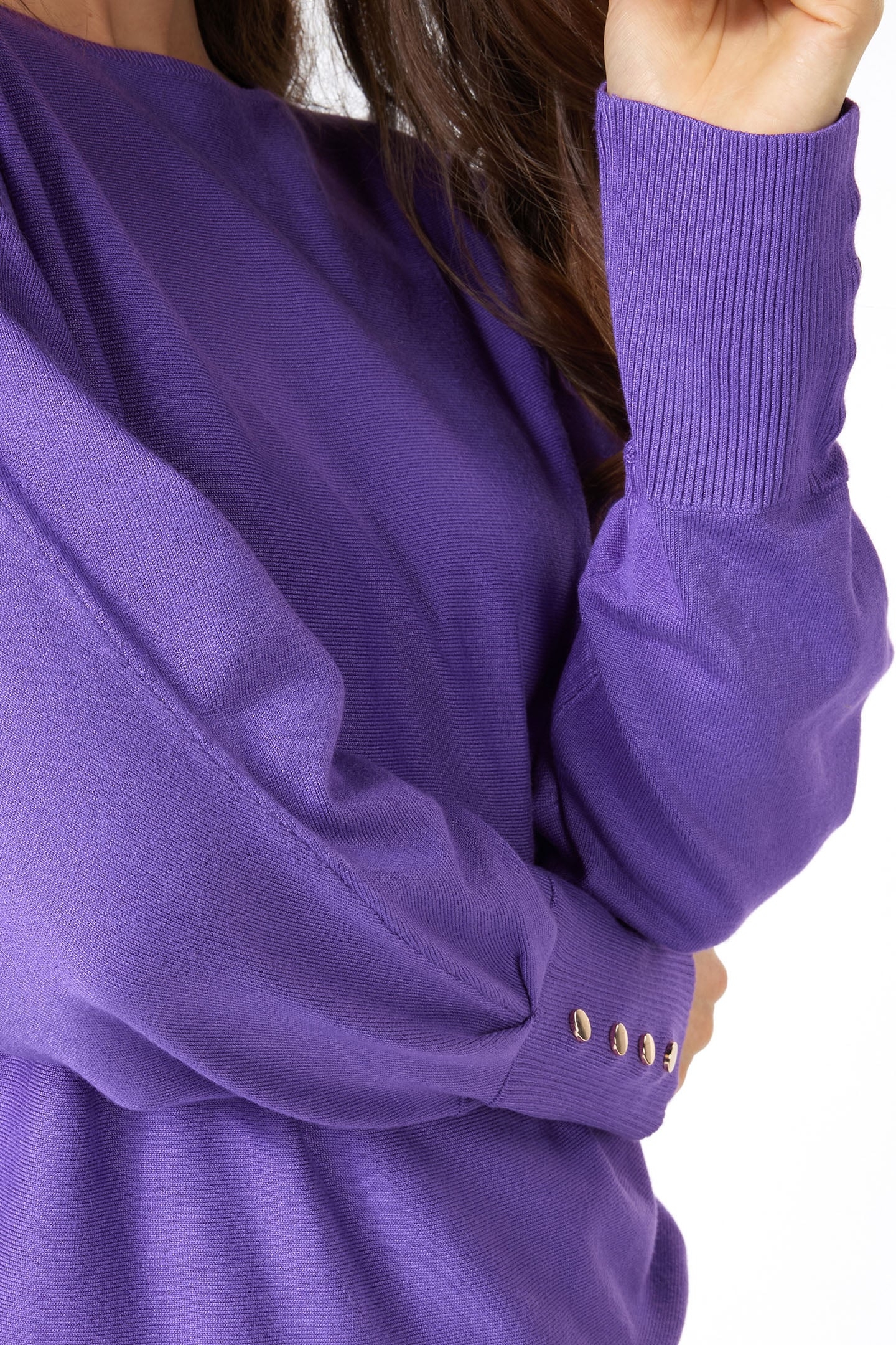 SWEATER BATWING BUTTONED CUFF DEEP LAVENDER 7