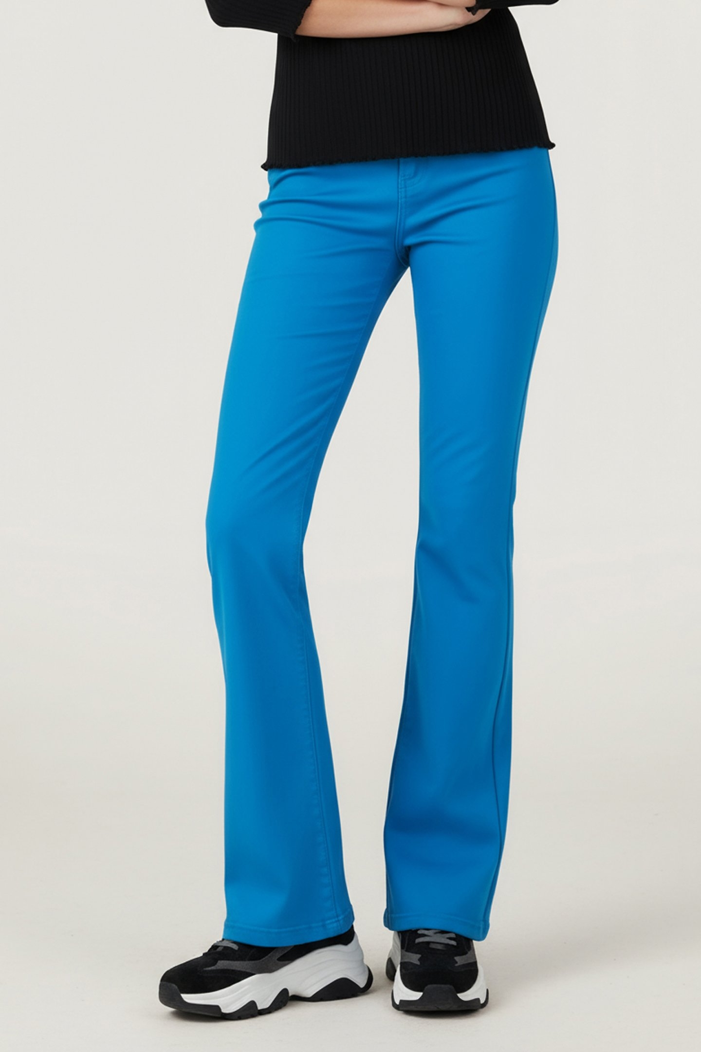 TROUSERS COLORED DENIM FLAIR PETROL 1