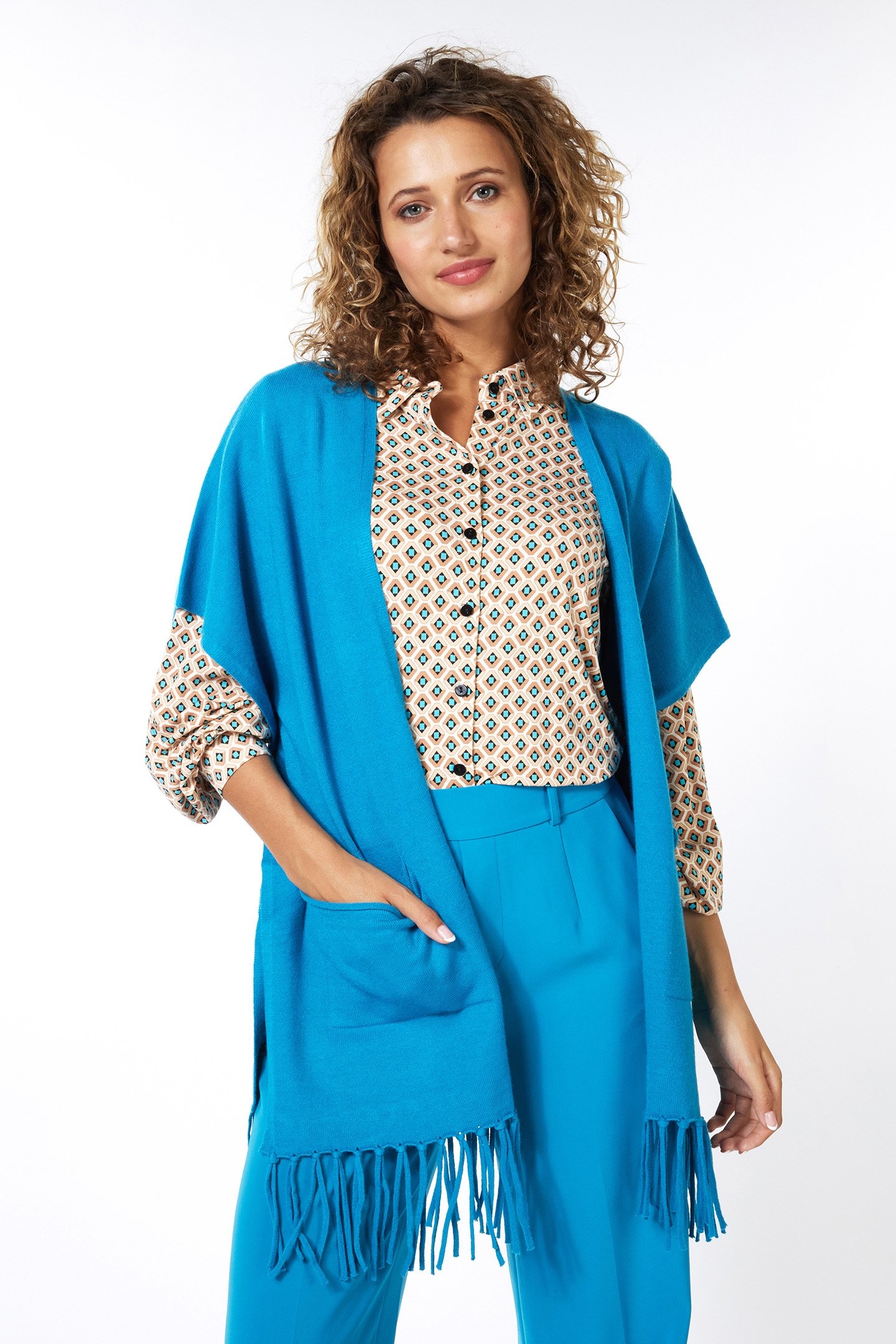 PONCHO FRINGES PETROL 4