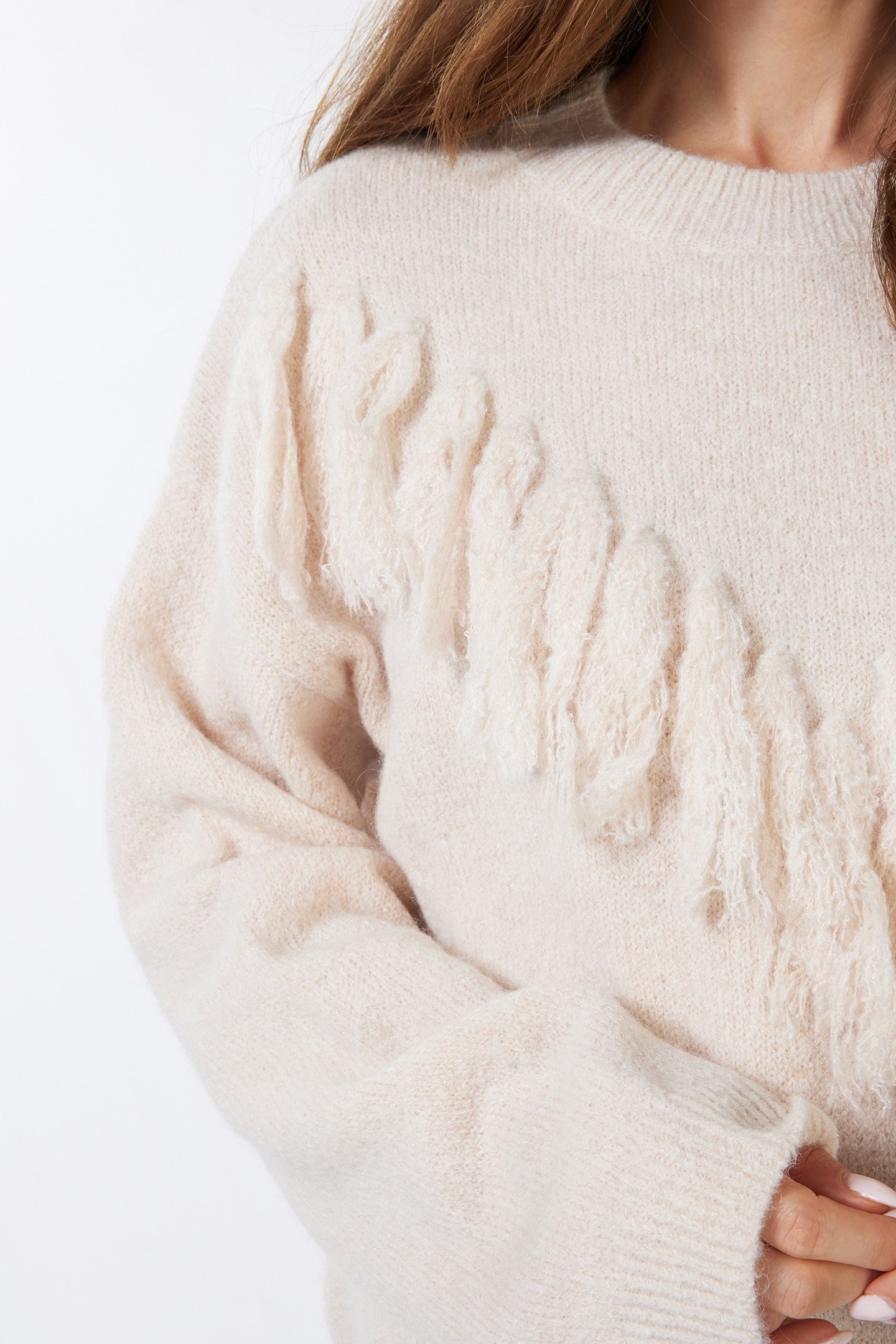 SWEATER FRINGES LIGHT SAND 8
