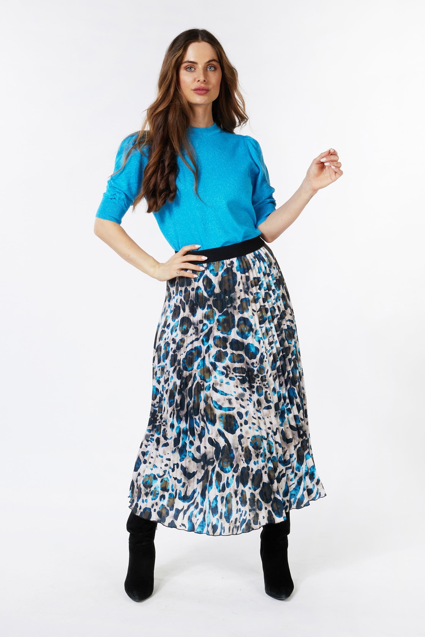 SWEATER S/SLVE LUREX PETROL 2