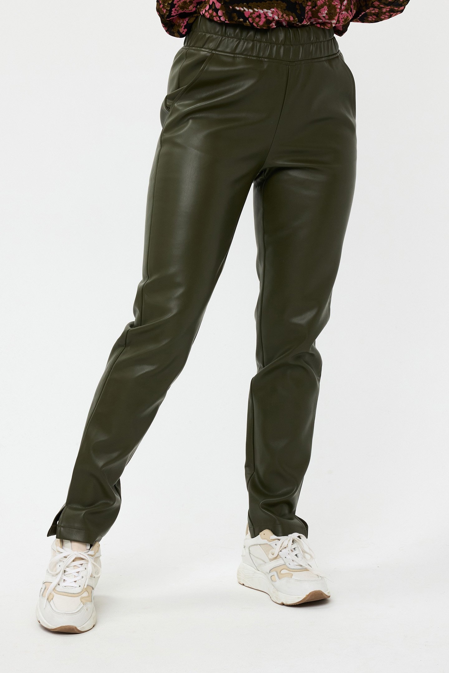 TROUSERS TREGGING VEGAN LEATHER GREEN 1