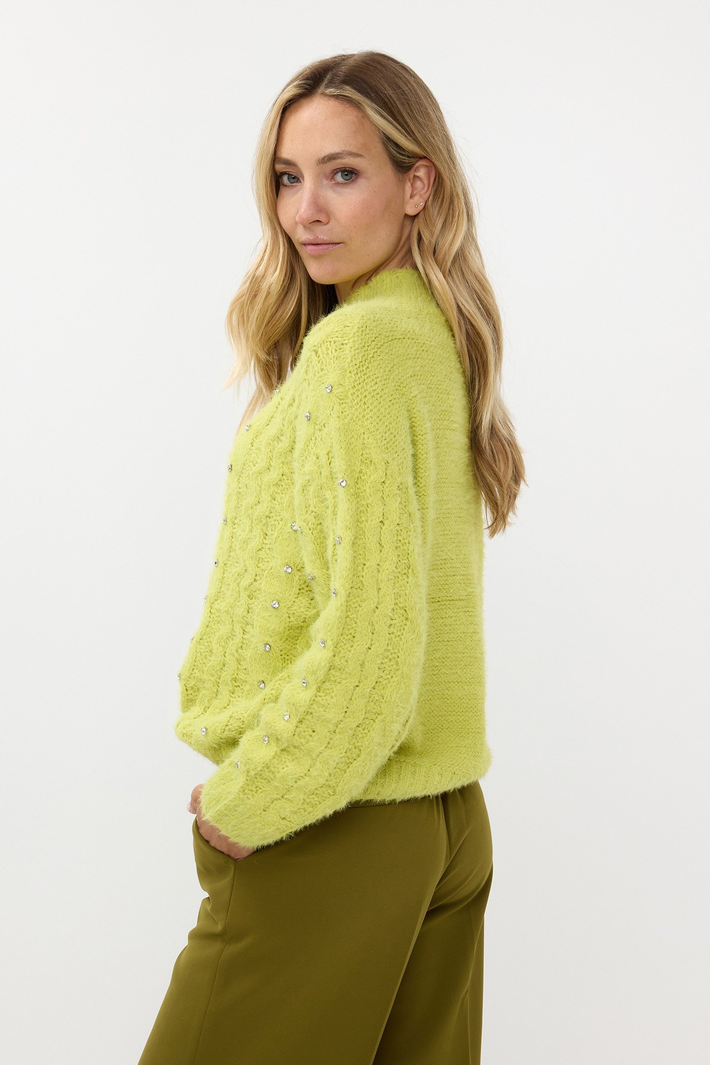 SWEATER CABLE STONES MATCHA GREEN 5