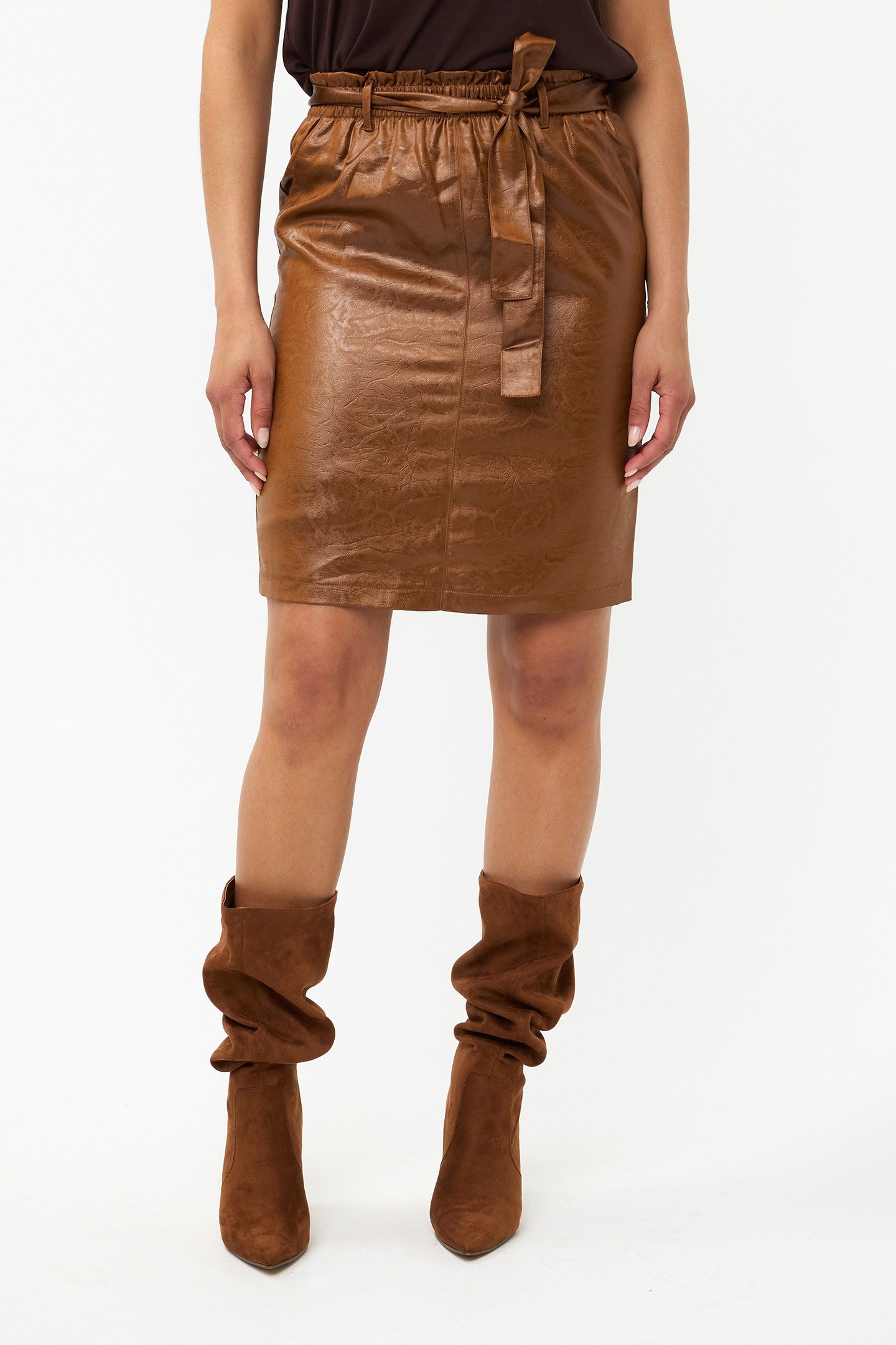 SKIRT BELT METALLIC CRINKLE BRANDY 1
