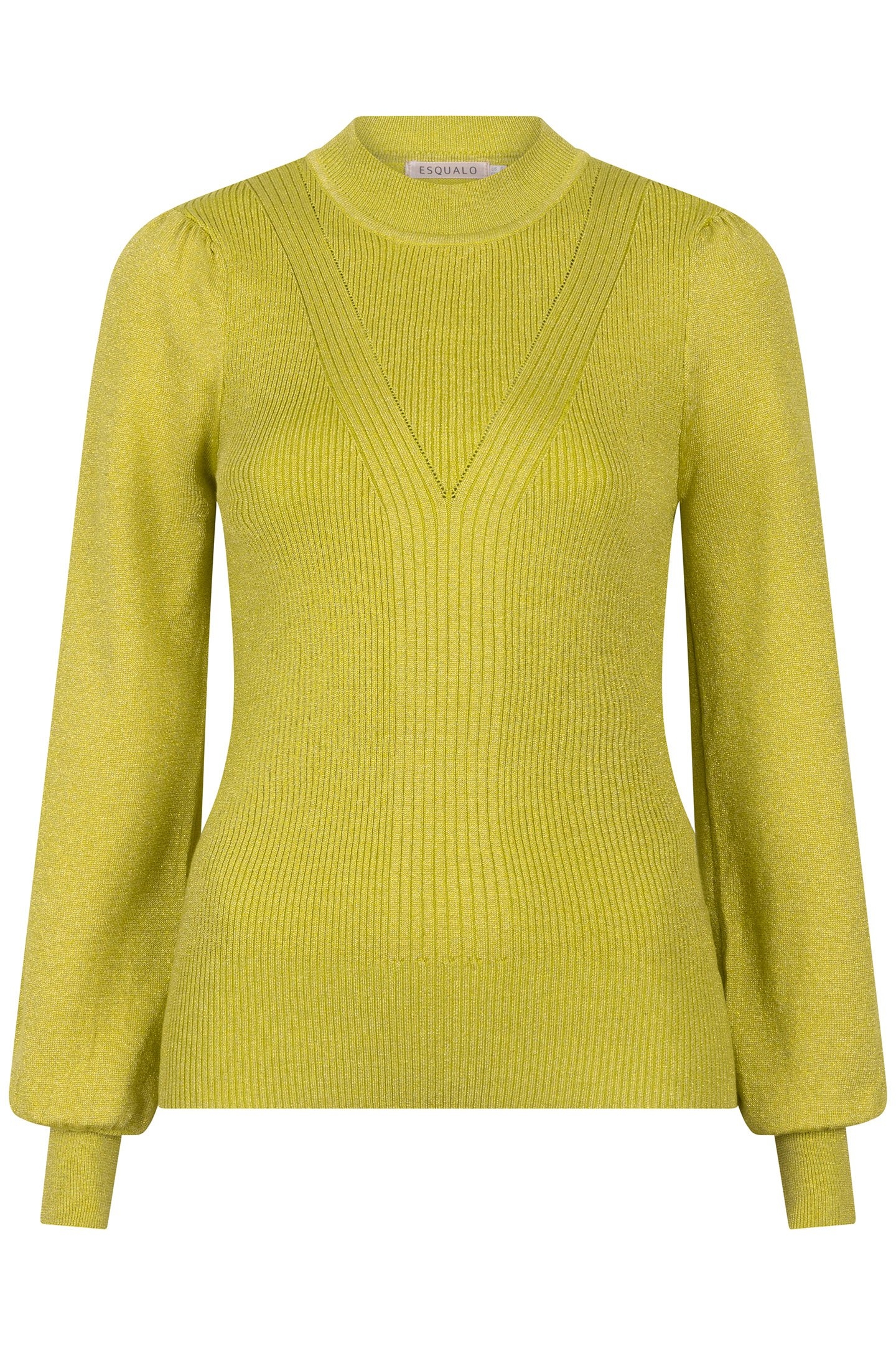SWEATER MIX RIB V-DETAIL LUREX MATCHA GREEN 4