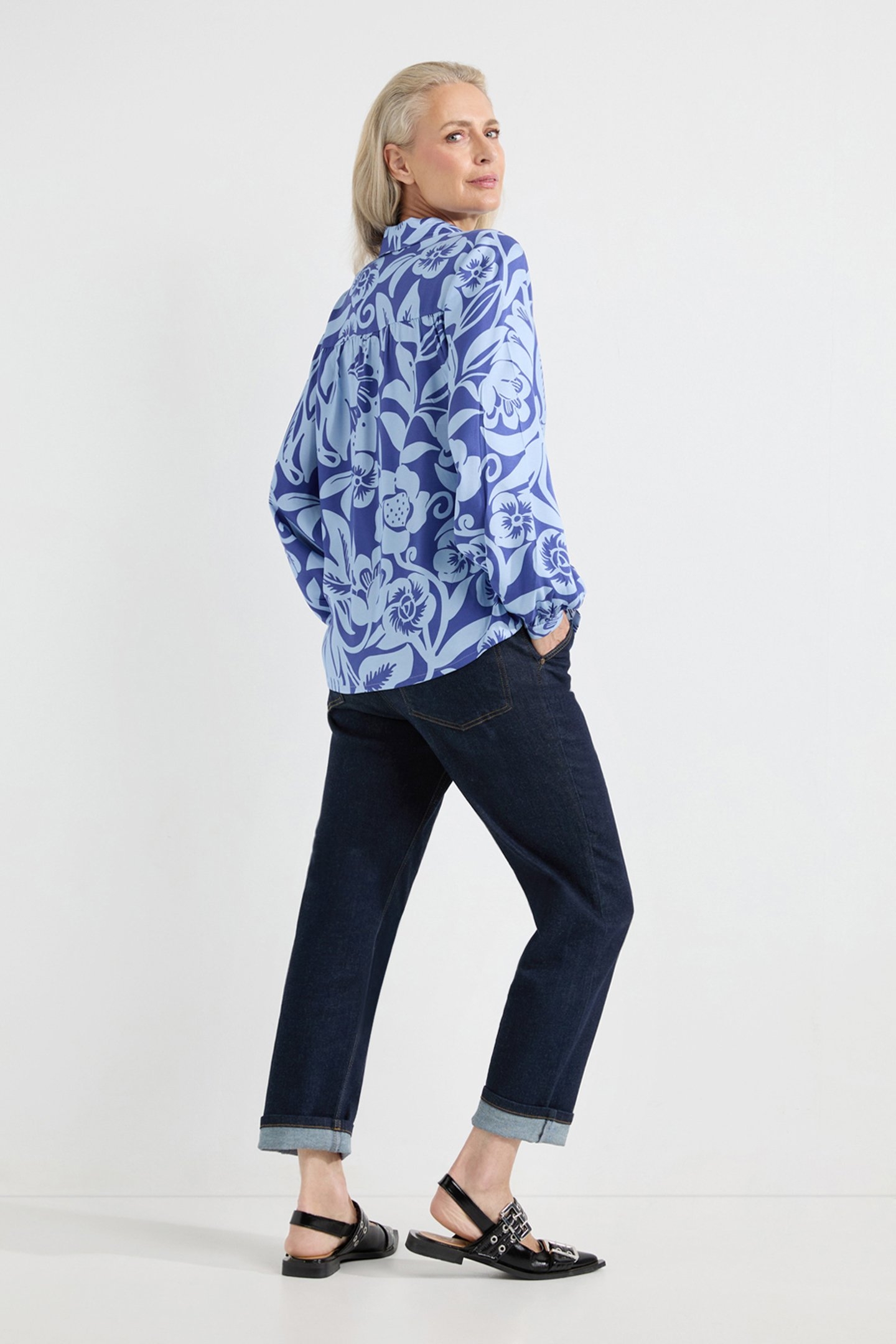 ARMAND BLOUSE OCEAN BLUE PRINT 3