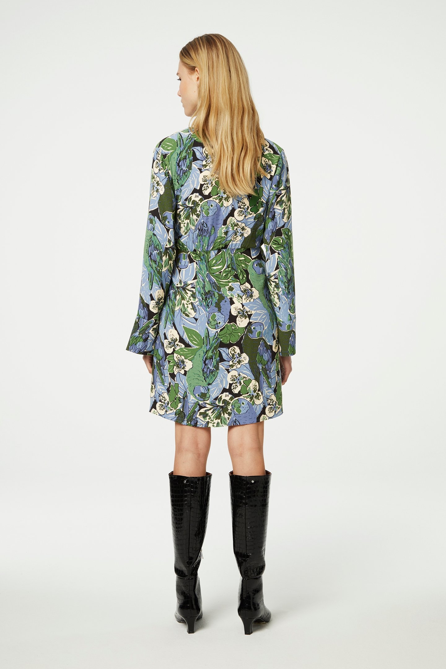 SELENA SHORT DRESS BLACK/PARROT GREEN 2