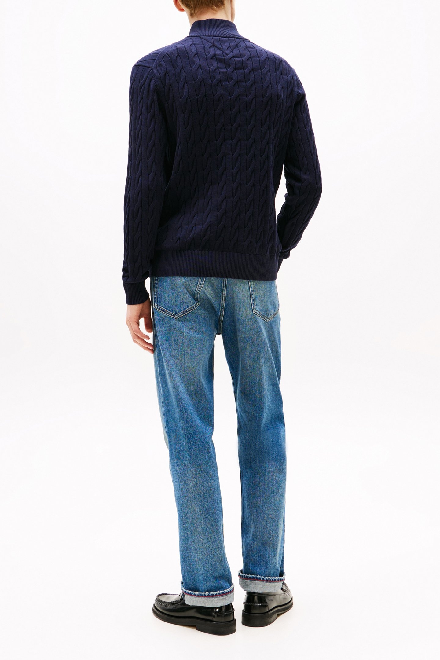 CLASSIC COTTON CABLE SWEATER NAVY BLUE 3