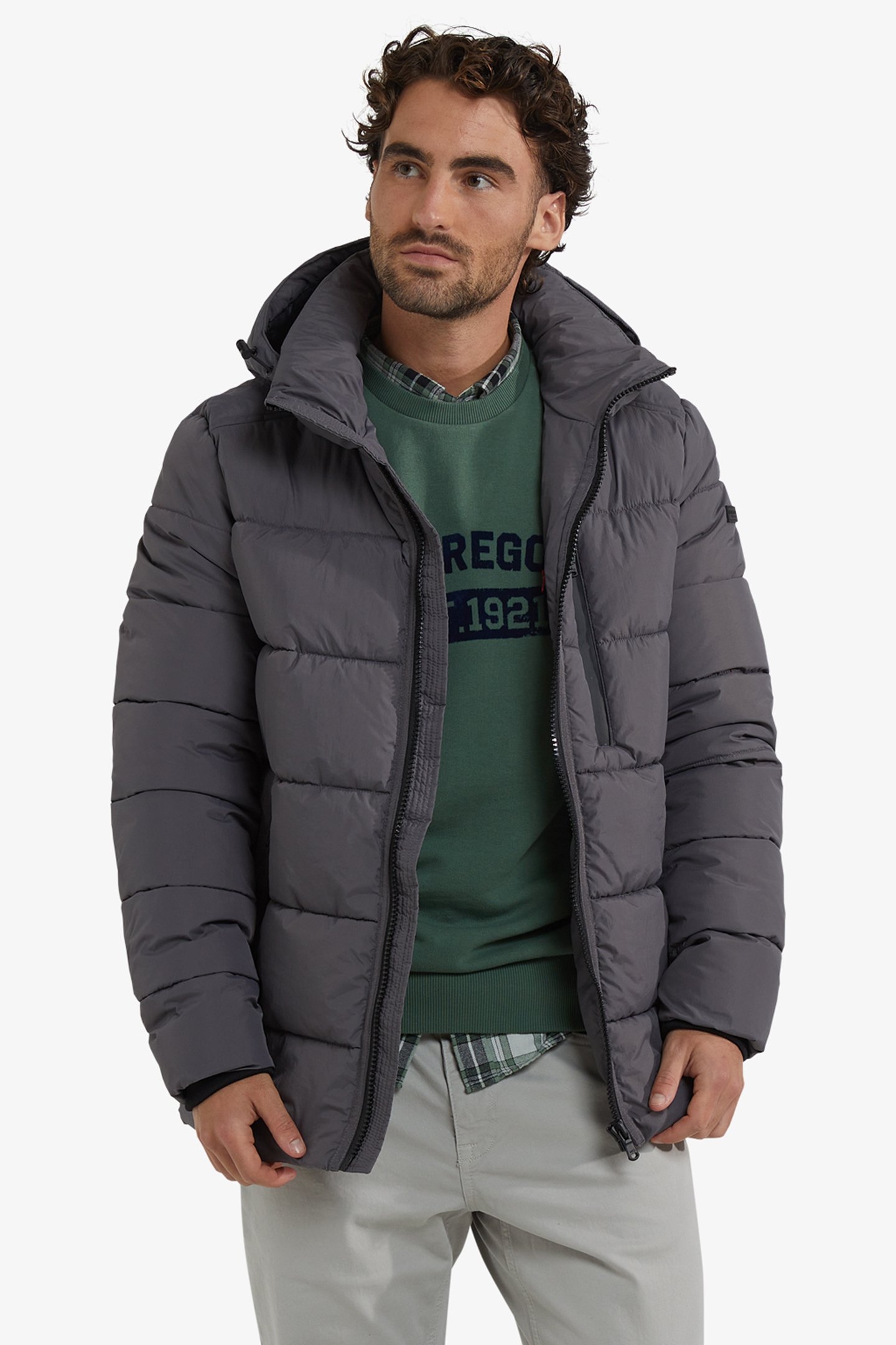 HOODED BOMBER JACKET DARK GREY 1