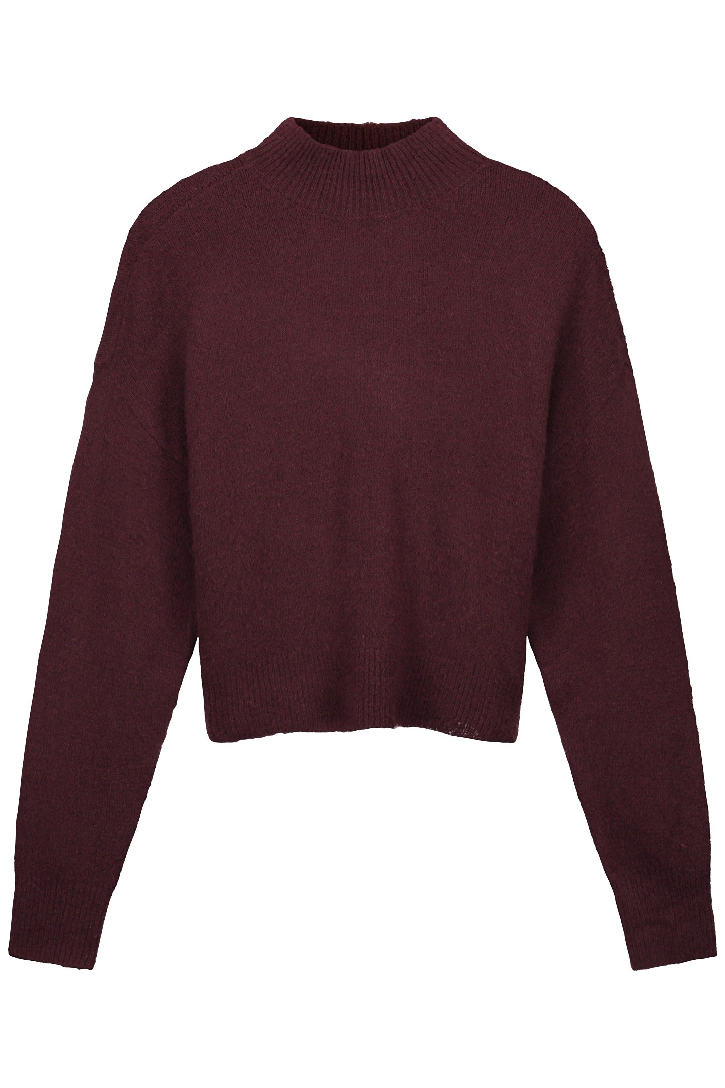 NOUS SOMMES LABELS – ELLA CROPPED MOCKNECK BURGUNDY 1