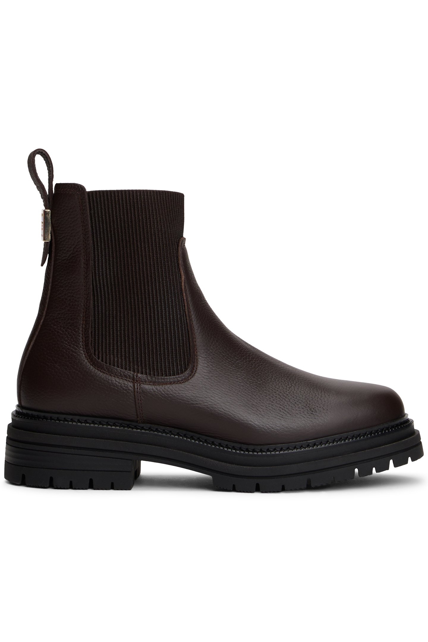 PEBBLE GRAIN LEATHER CHELSEA BOOTS CHARRED WOOD 1