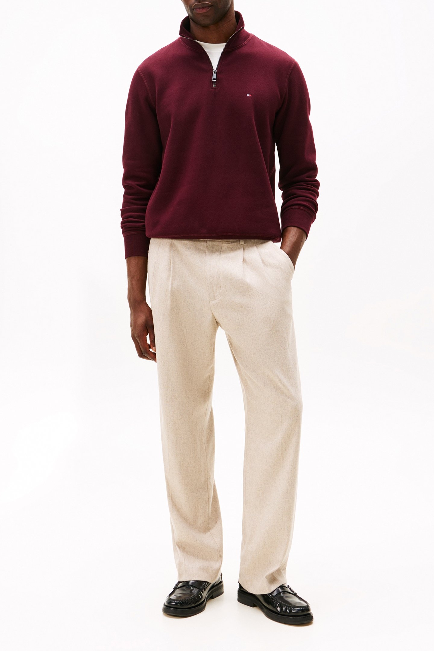 ESSENTIAL FLEECE 1/4 ZIP DEEP BURGUNDY 2