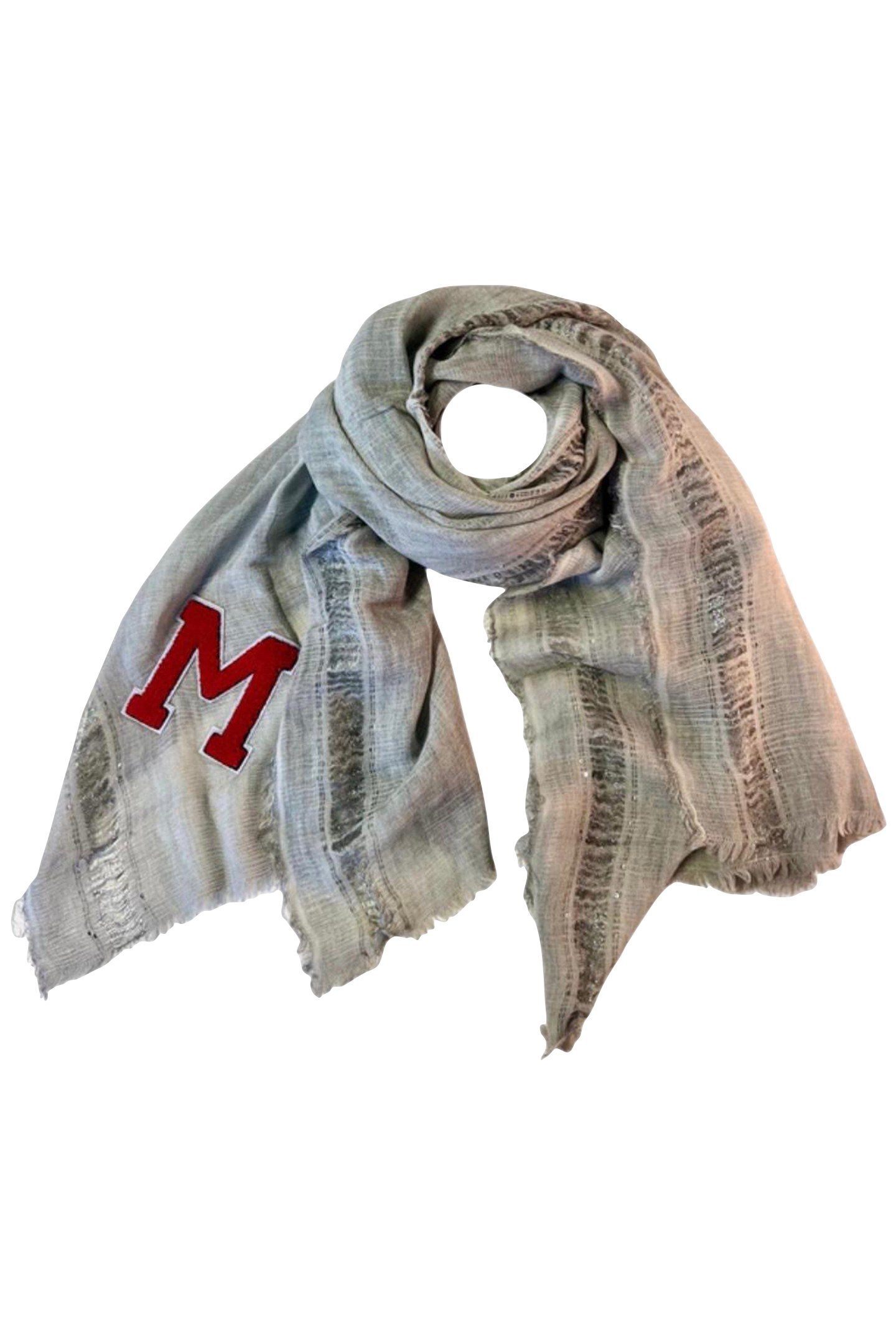 SCARF OBLONG 501 GREY-RED 1