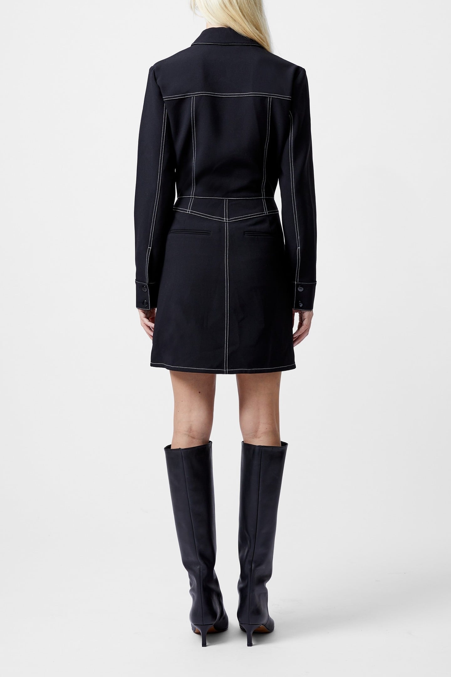 AZRA TWILL MINI DRESS UNLINED BLACK 4