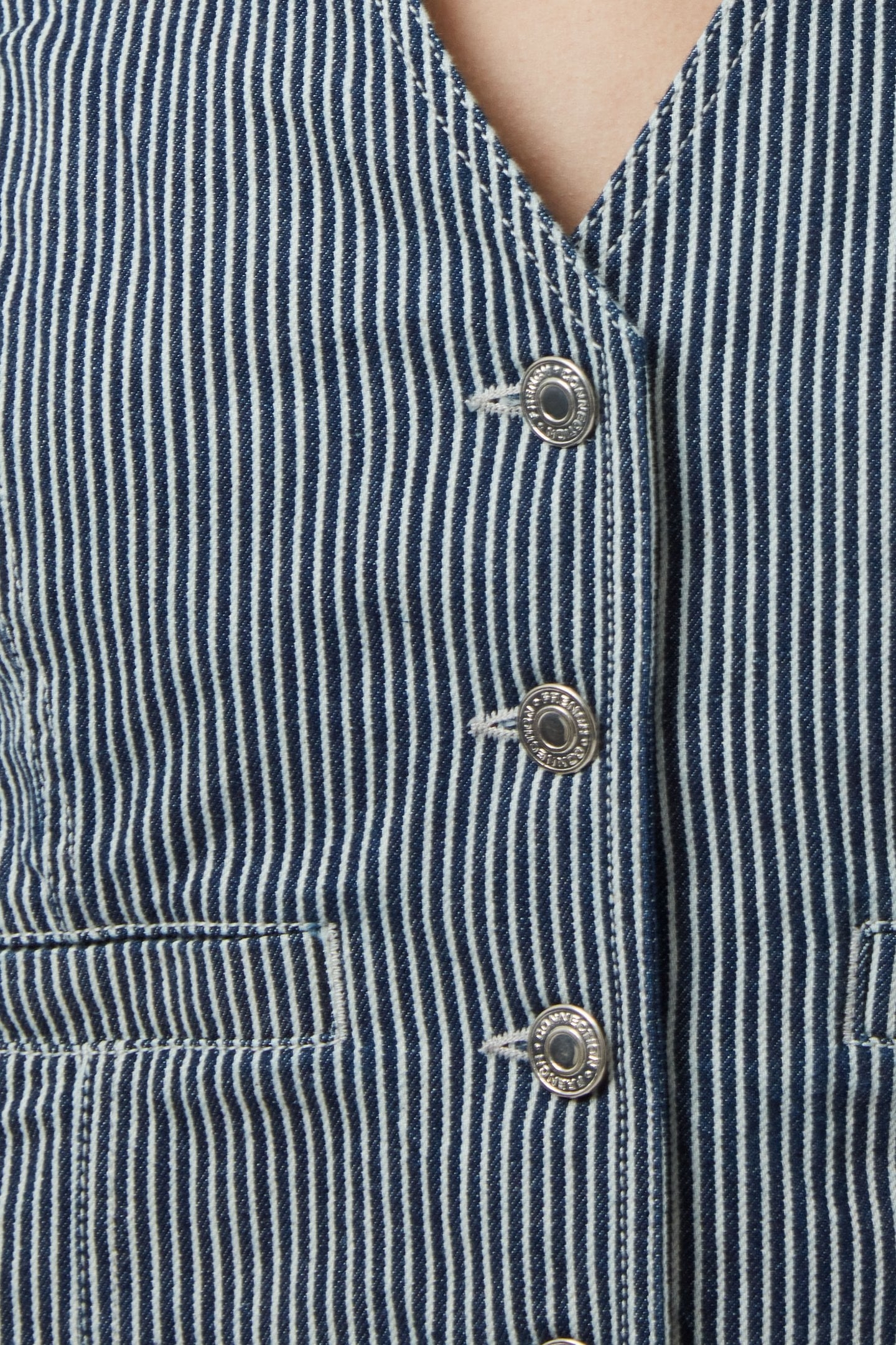 EVERETT STRIPE WAISTCOAT INDIGO/WHITE DENIM 8