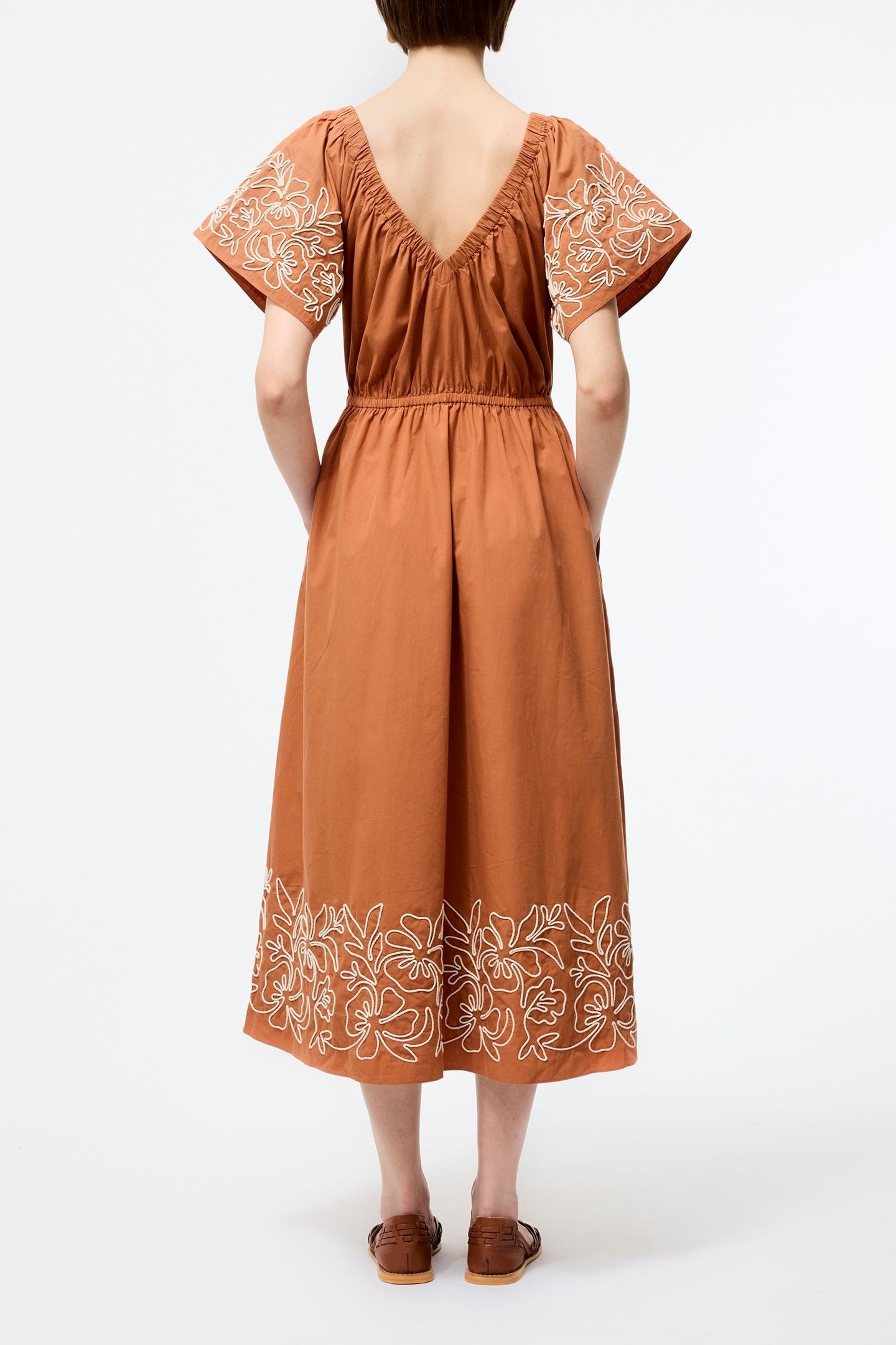 CAMBRIA COTTON EMBROIDERED DRS COFFEE BROWN 3