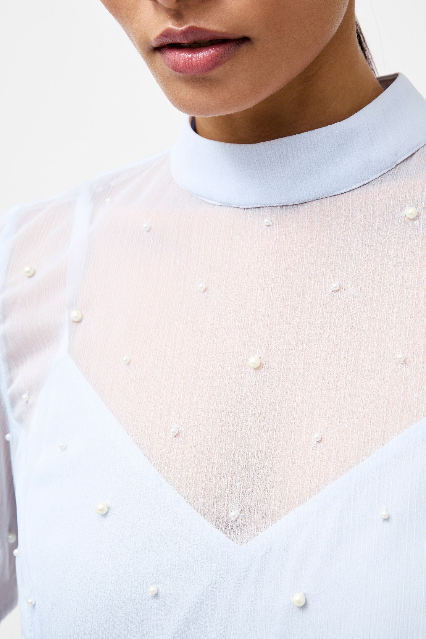 ELIZABEH CHIFFON PEARL DRESS POWDER BLUE 3