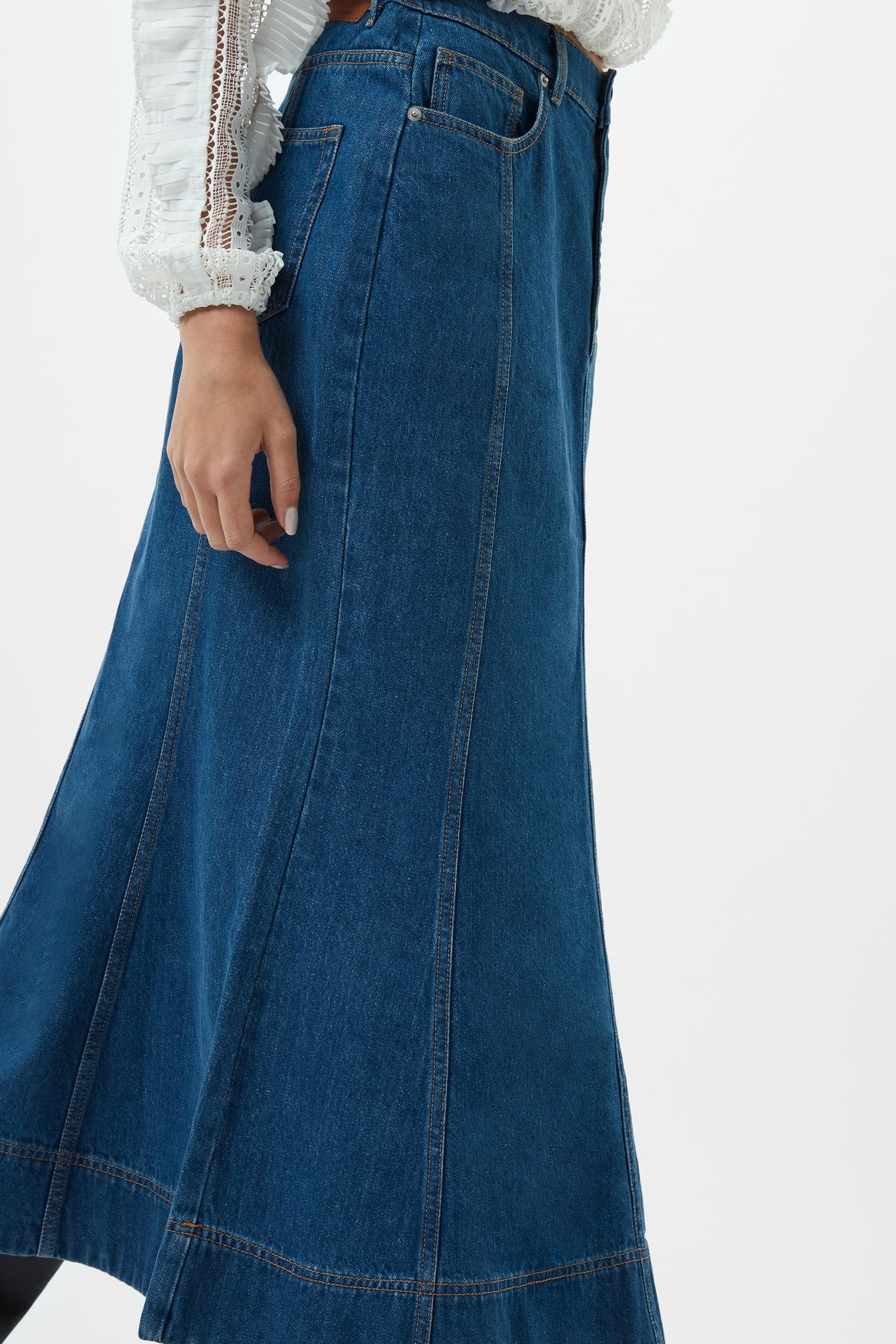 DENVER DENIM FLARE MIDI SKIRT VINTAGE BLUE 3