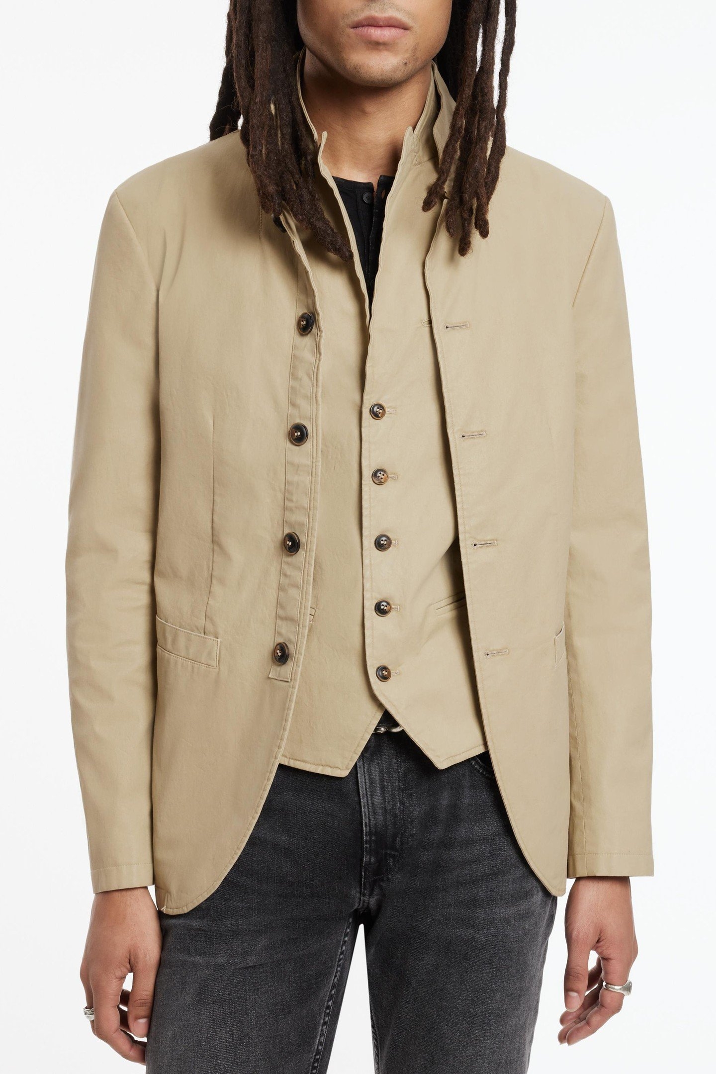 SLIM FIT BUTTON CLOSURE SOFT JACKET CARAMEL 2