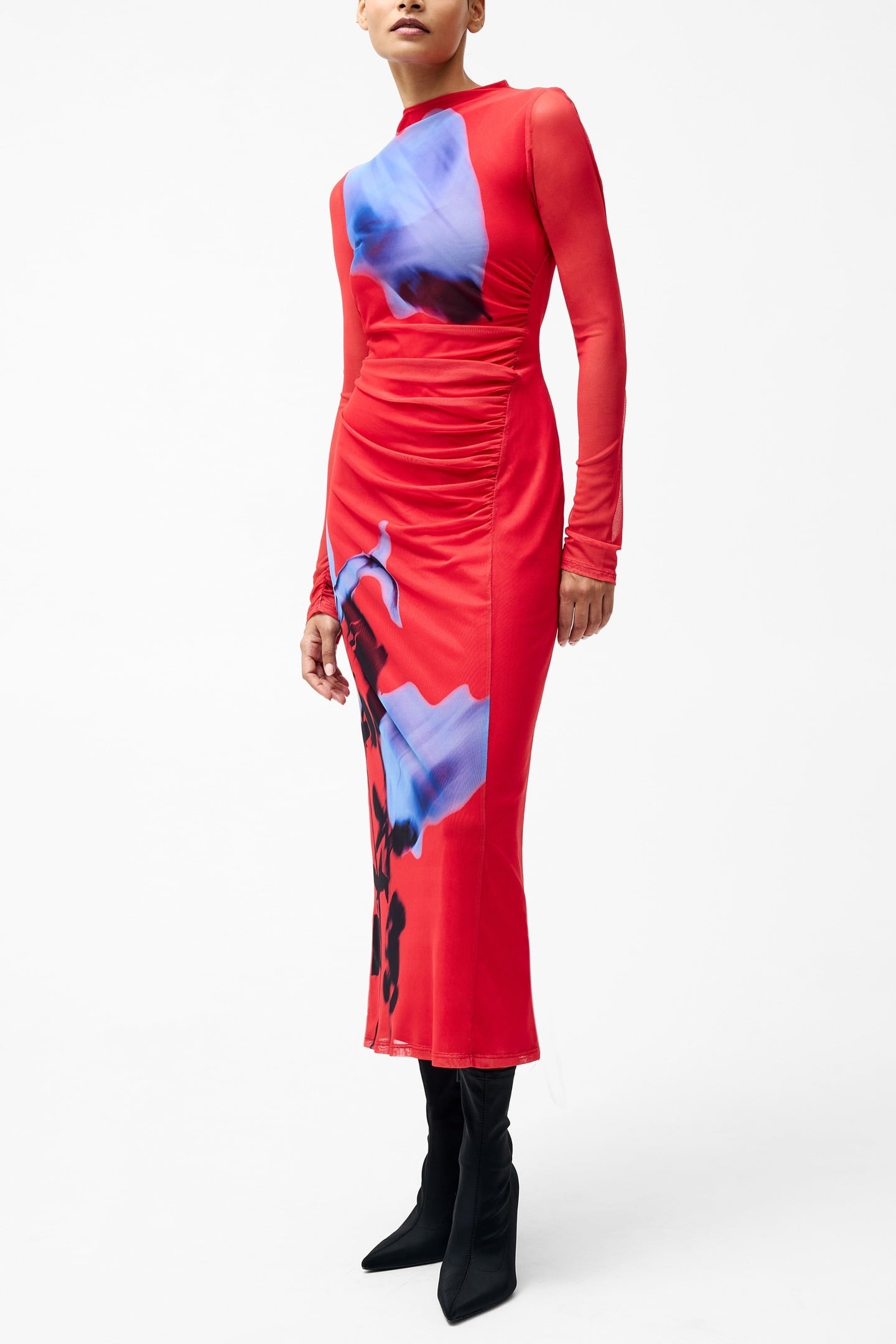 SMOKEY PLACEMENT LS FLORAL DRS RED MULTI 1