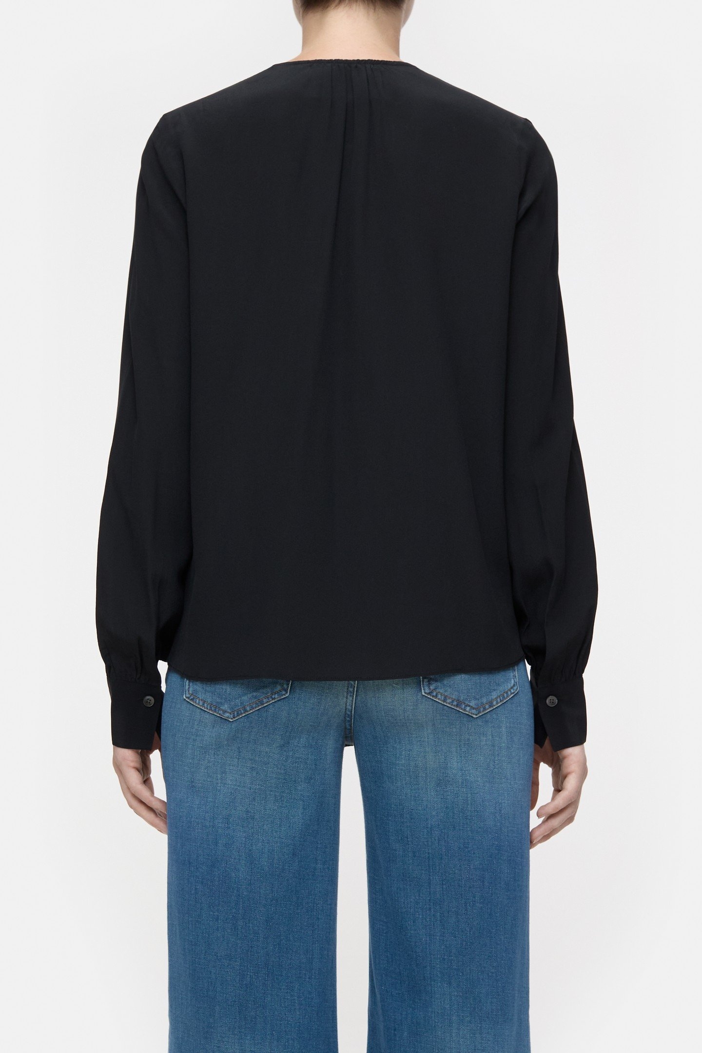 V-NECK BLOUSE SHIRT BLACK 2