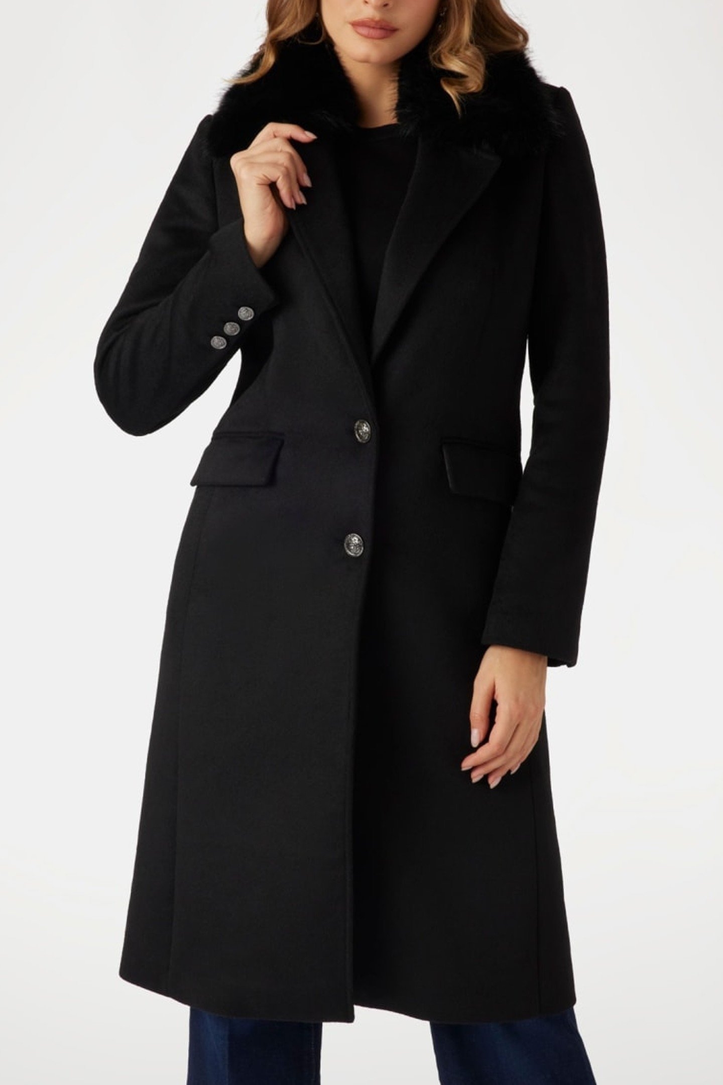 NANCY FIT COAT FAUX JET BLACK A996 5
