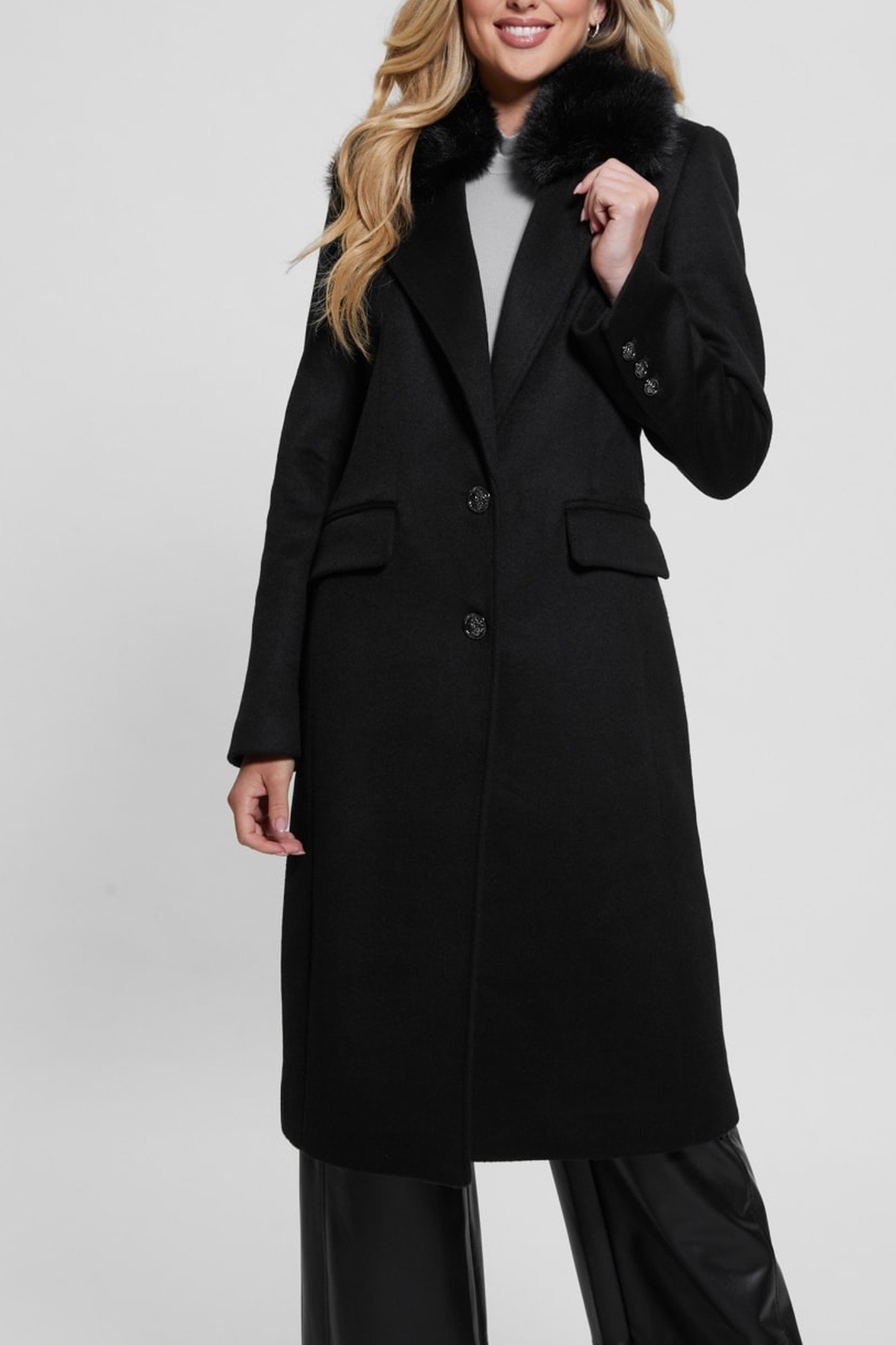NANCY FIT COAT FAUX JET BLACK A996 8
