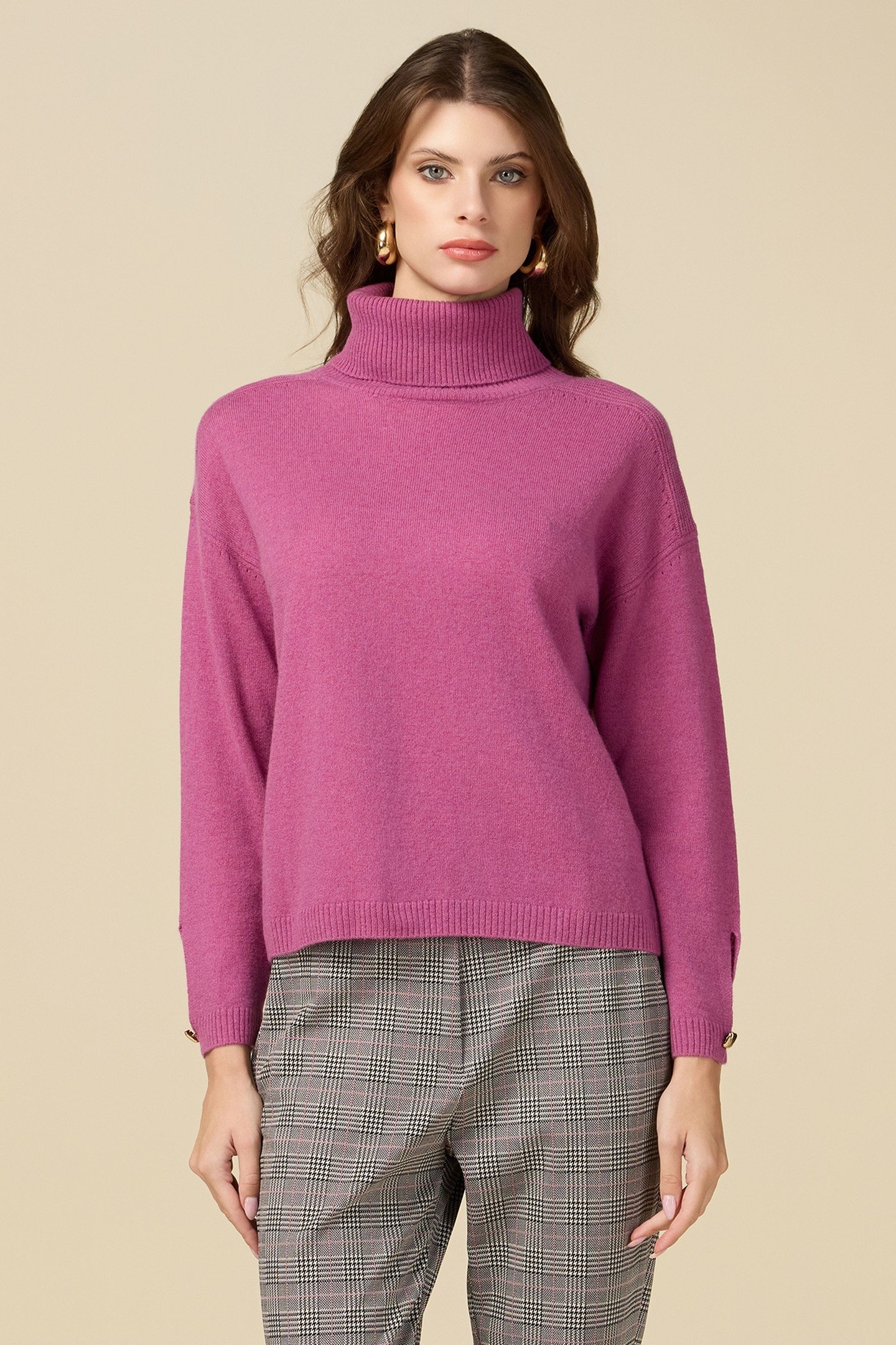 CASHMERE/WOOL TURTLENECK SWEATER PURPLE 1