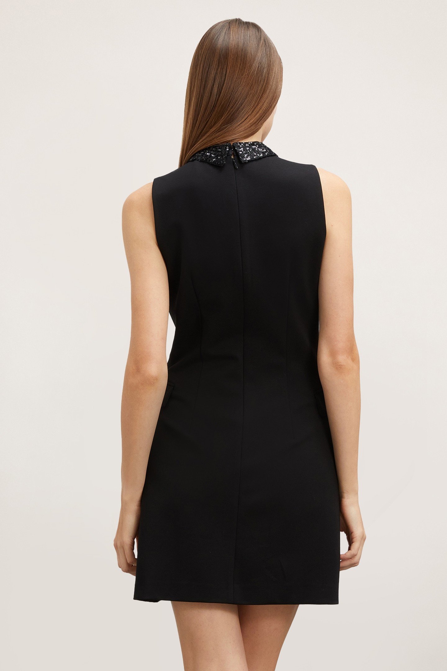 SHEATH DRESS WITH EMBROIDERED COLLAR BLACK 3