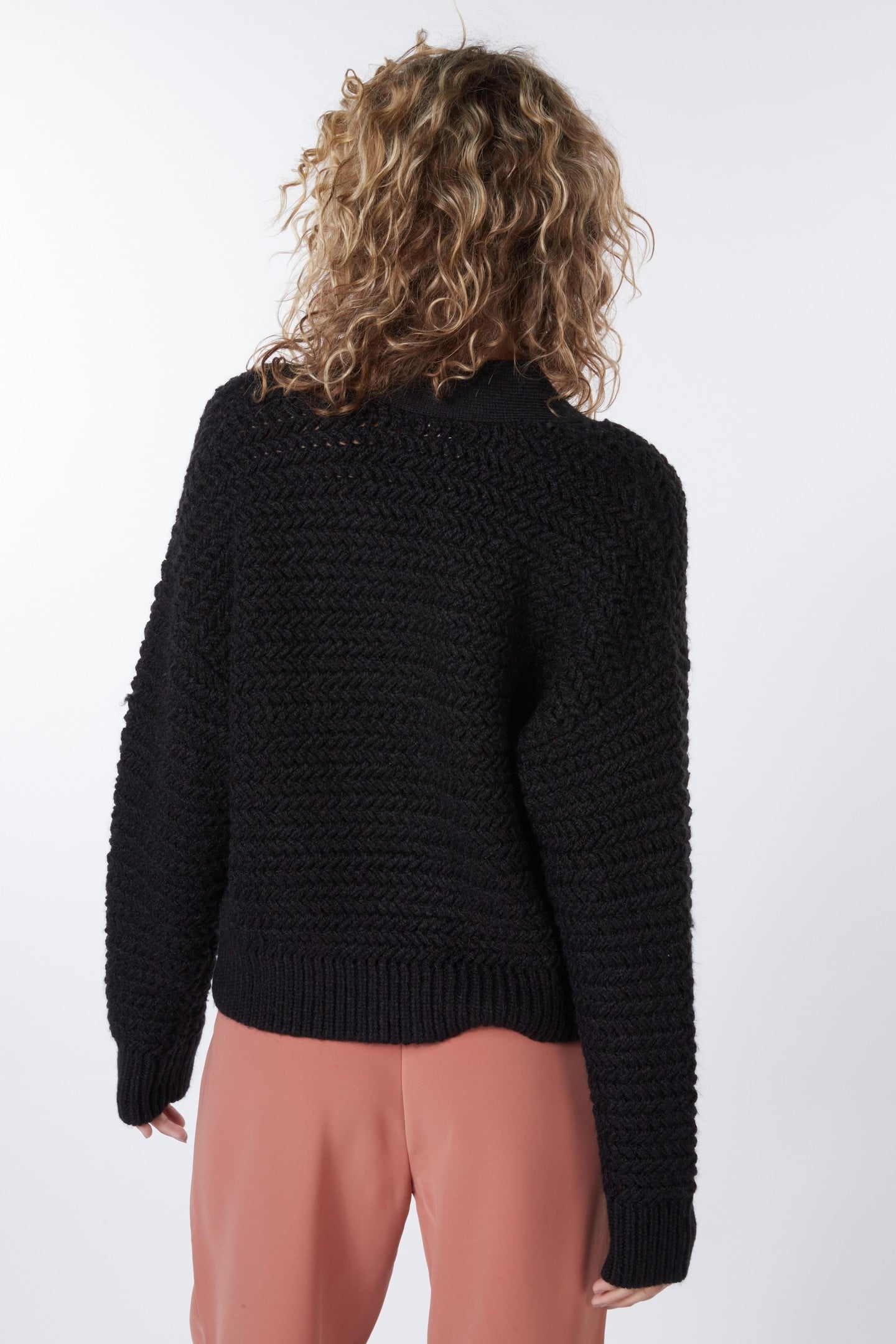 CARDIGAN SHORT ZZ KNIT BLACK 2