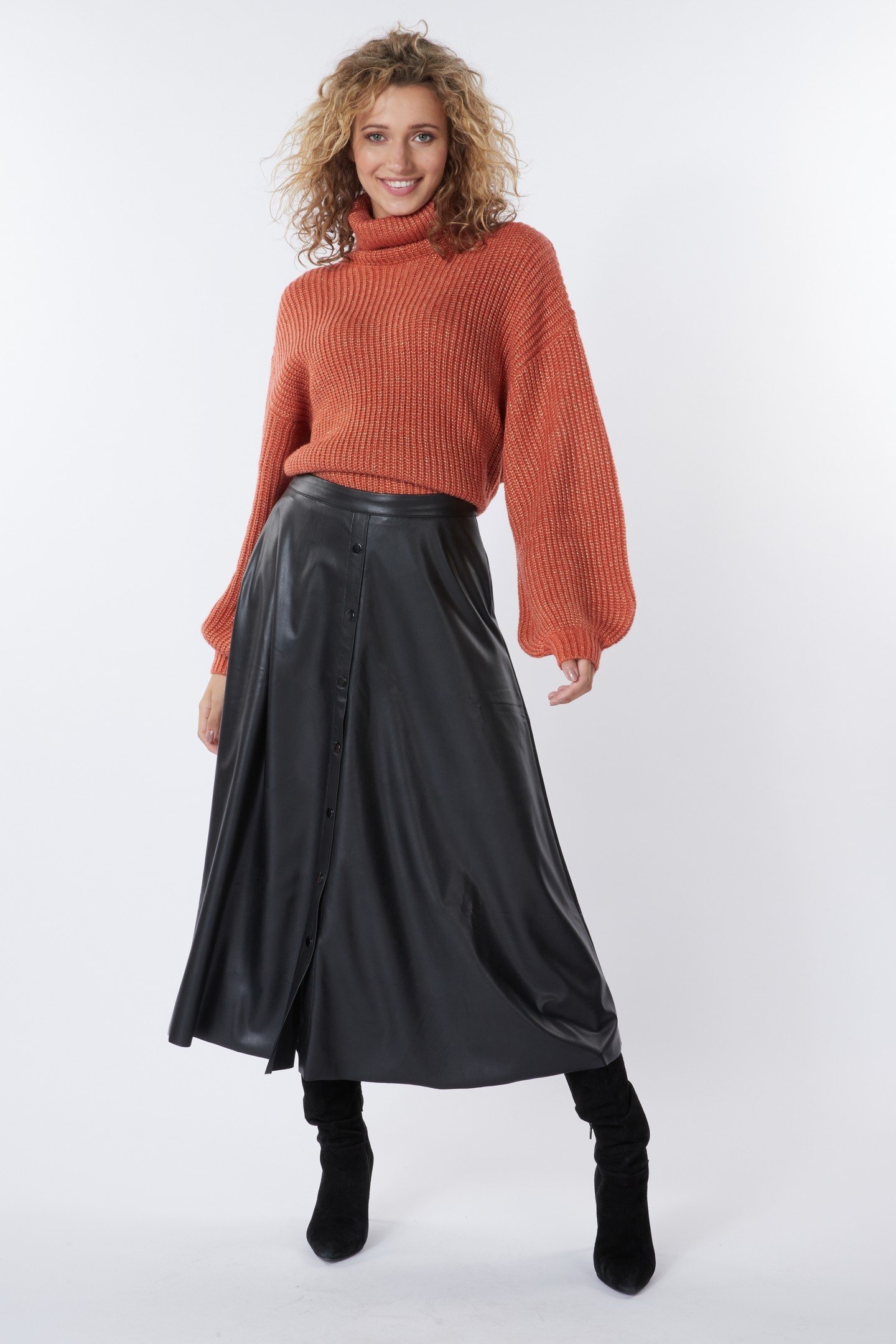 SKIRT MIDI LIGHT PU BLACK 3