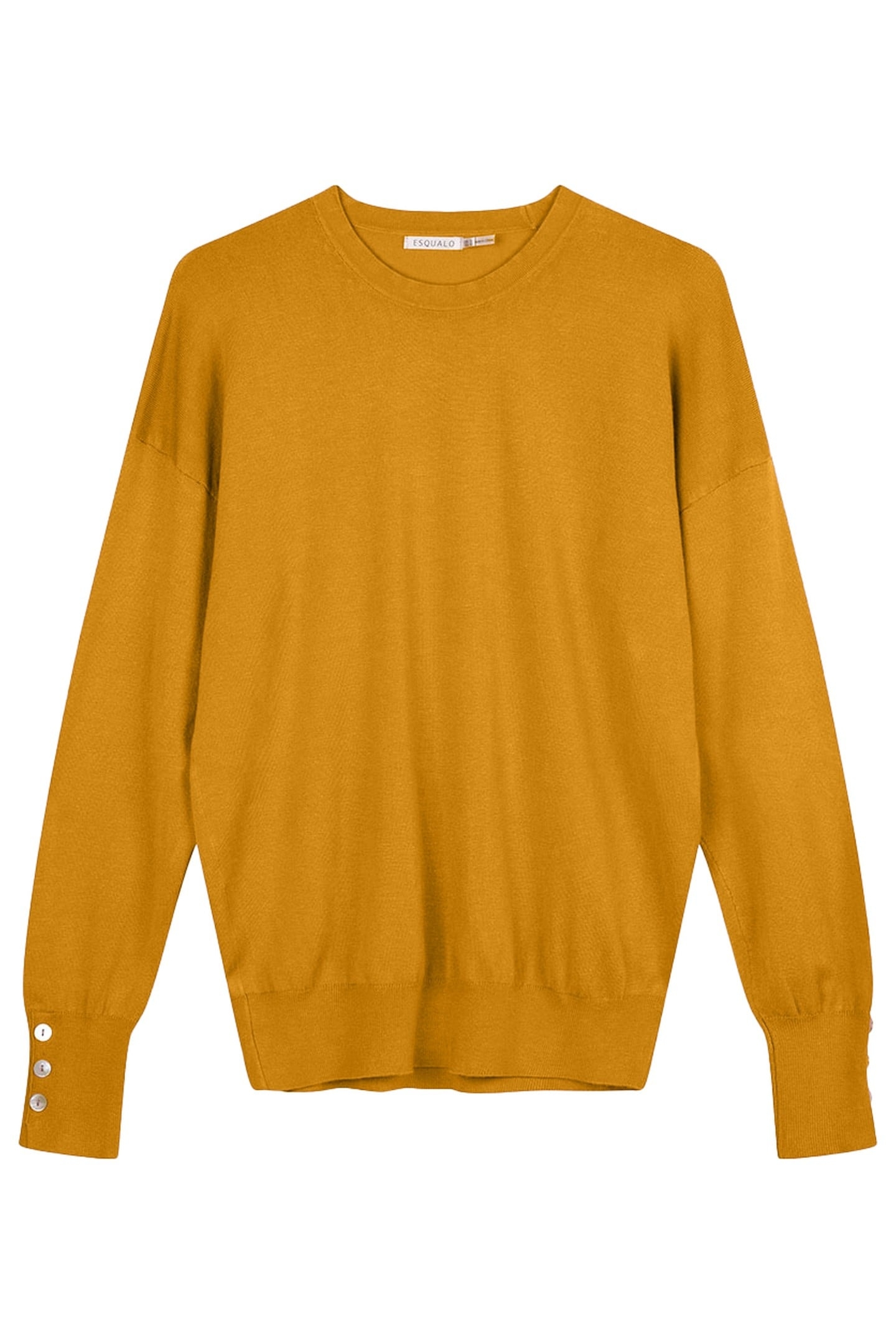 SWEATER BASIC BUTTON SLVE CUFF MUSTARD 1