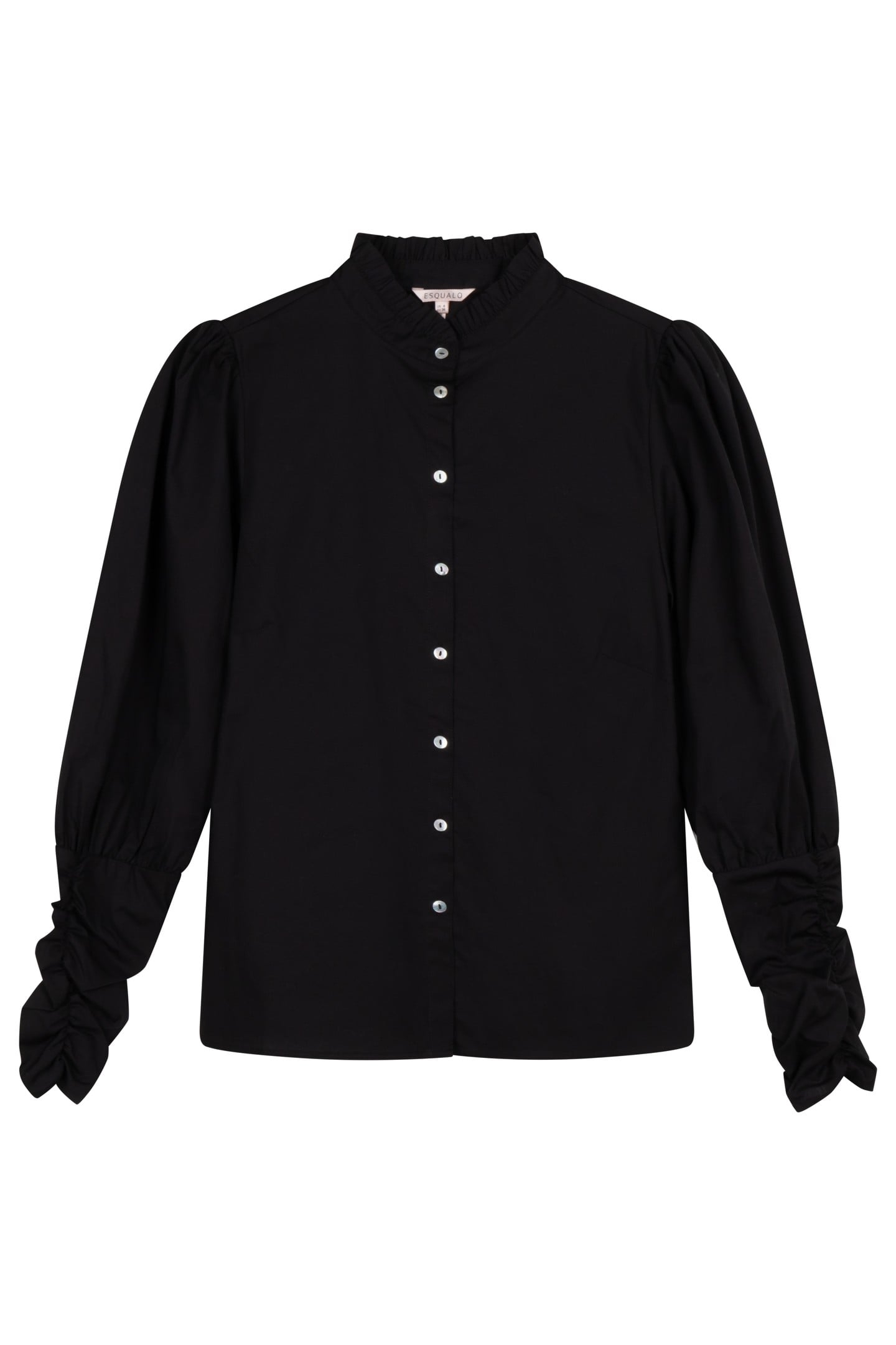 BLOUSE ELASTICATED SLV POPLIN BLACK 4