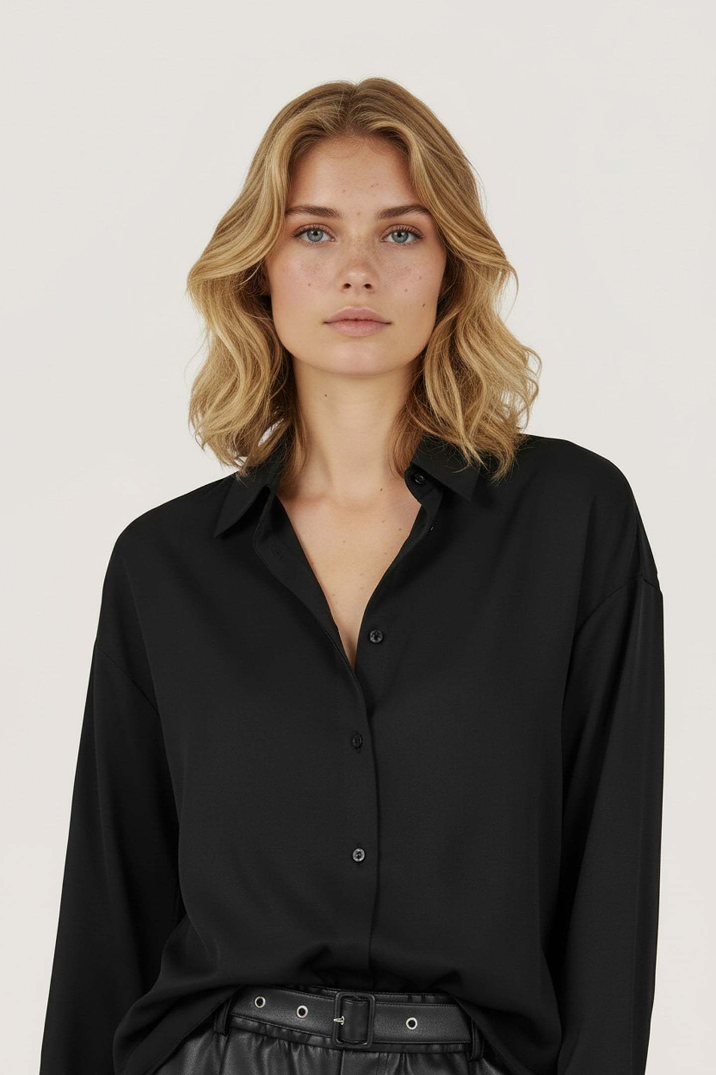 BLOUSE OVERSIZED SATEEN BLACK 2