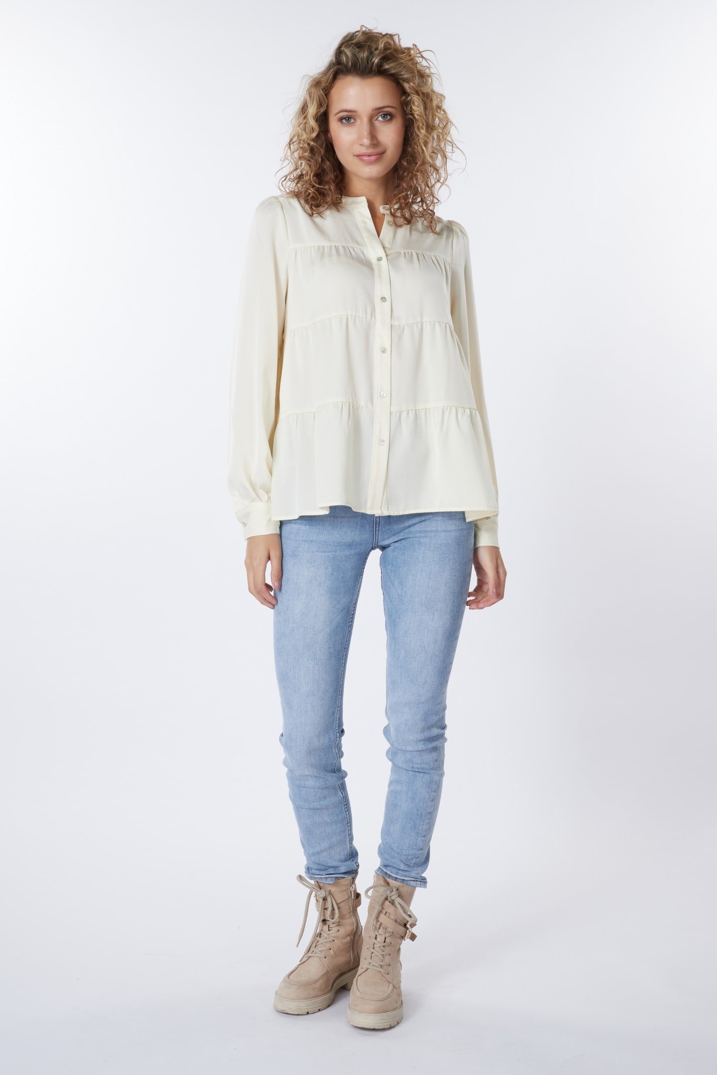 BLOUSE SEAMS SATEEN OFF WHITE 1