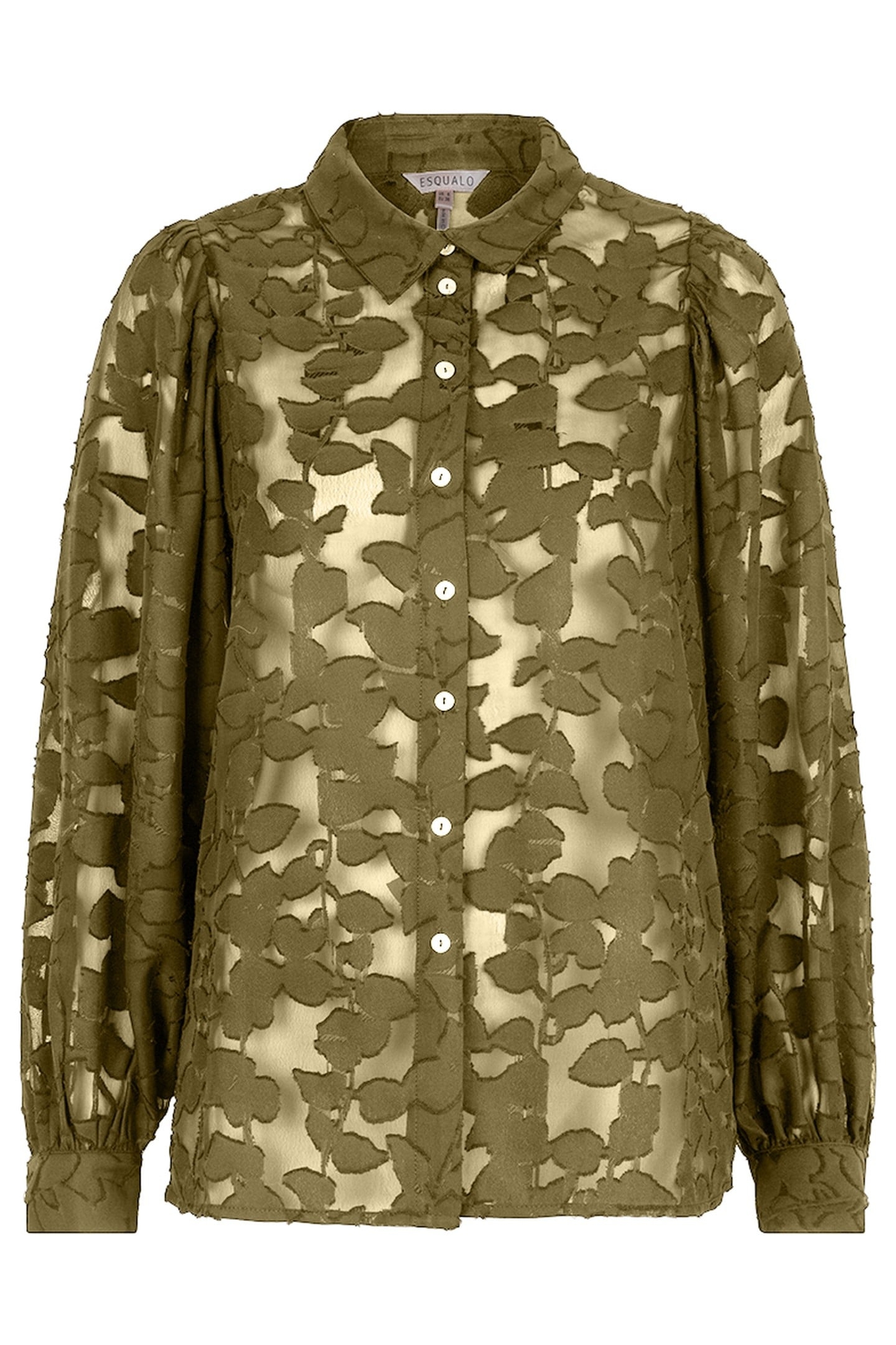 BLOUSE GATHERING JACQUARD OLIVE 1