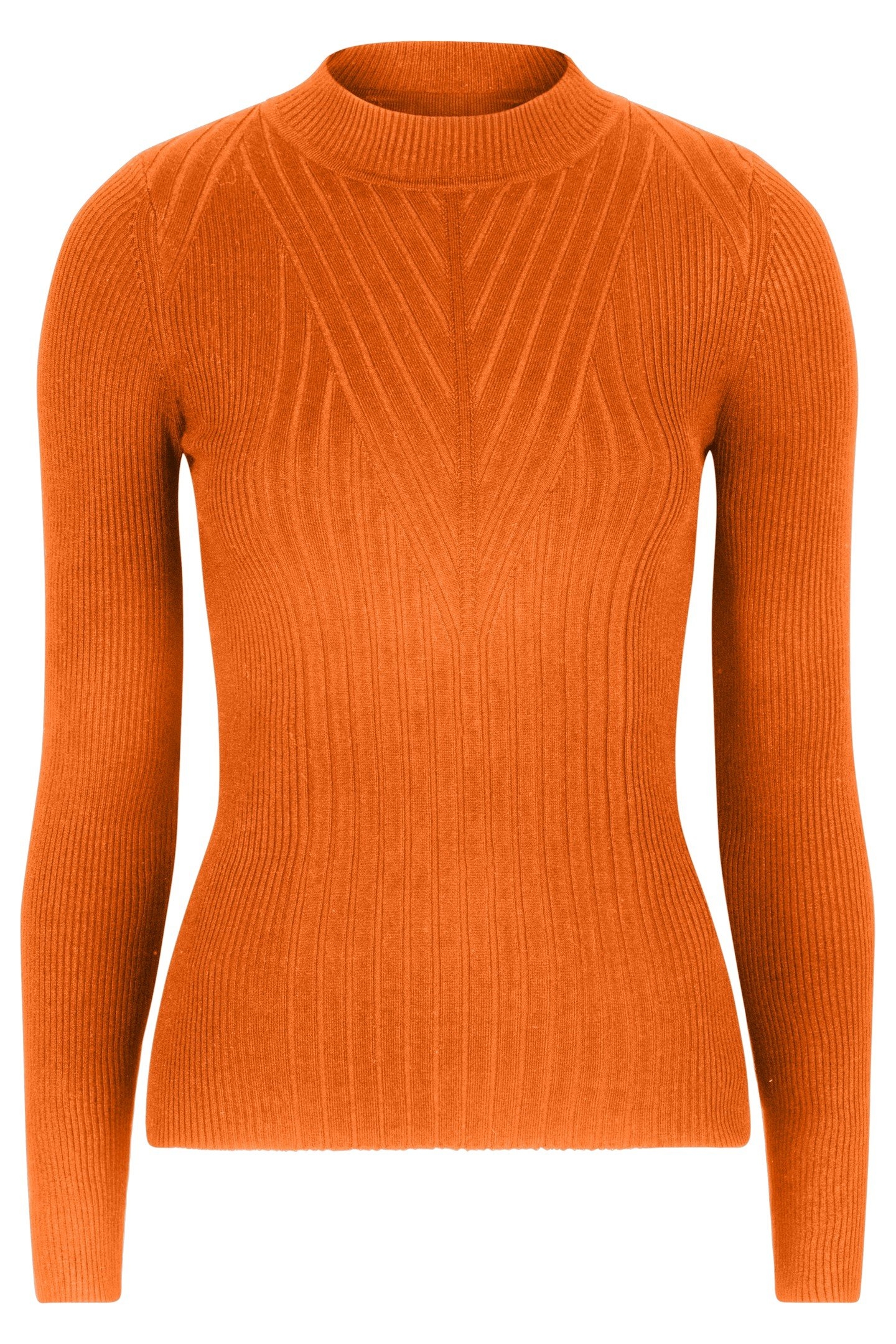 SWEATER TOP FANCY RIB BASIC KNIT PUMPKIN 1