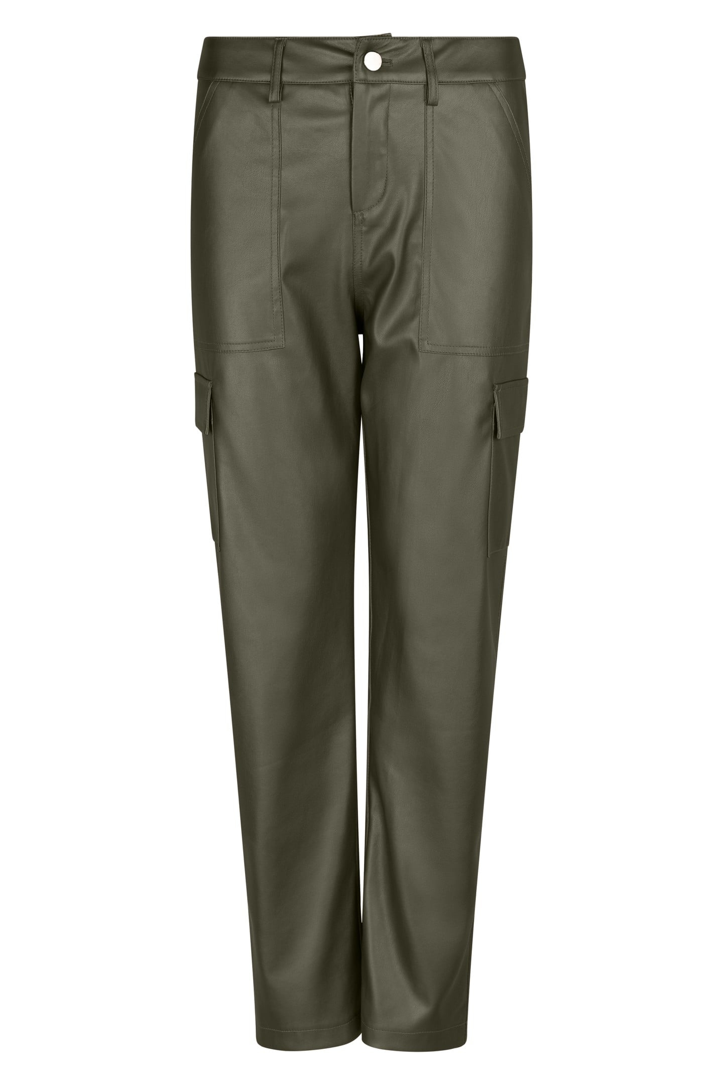 TROUSERS CARGO VEGAN LEATHER GREEN 1